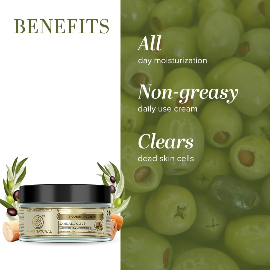 KHADI NATURAL Ayurvedic Sandal and Olive Face Nourishing Cream With Sheabutter, 50g – view 2