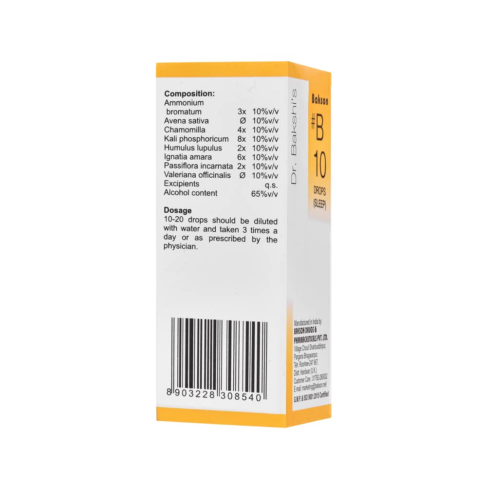 Dr. Bakshi's BAKSON'S HOMOEOPATHY# B 10 Sleep Drops (30 ml) – view 3