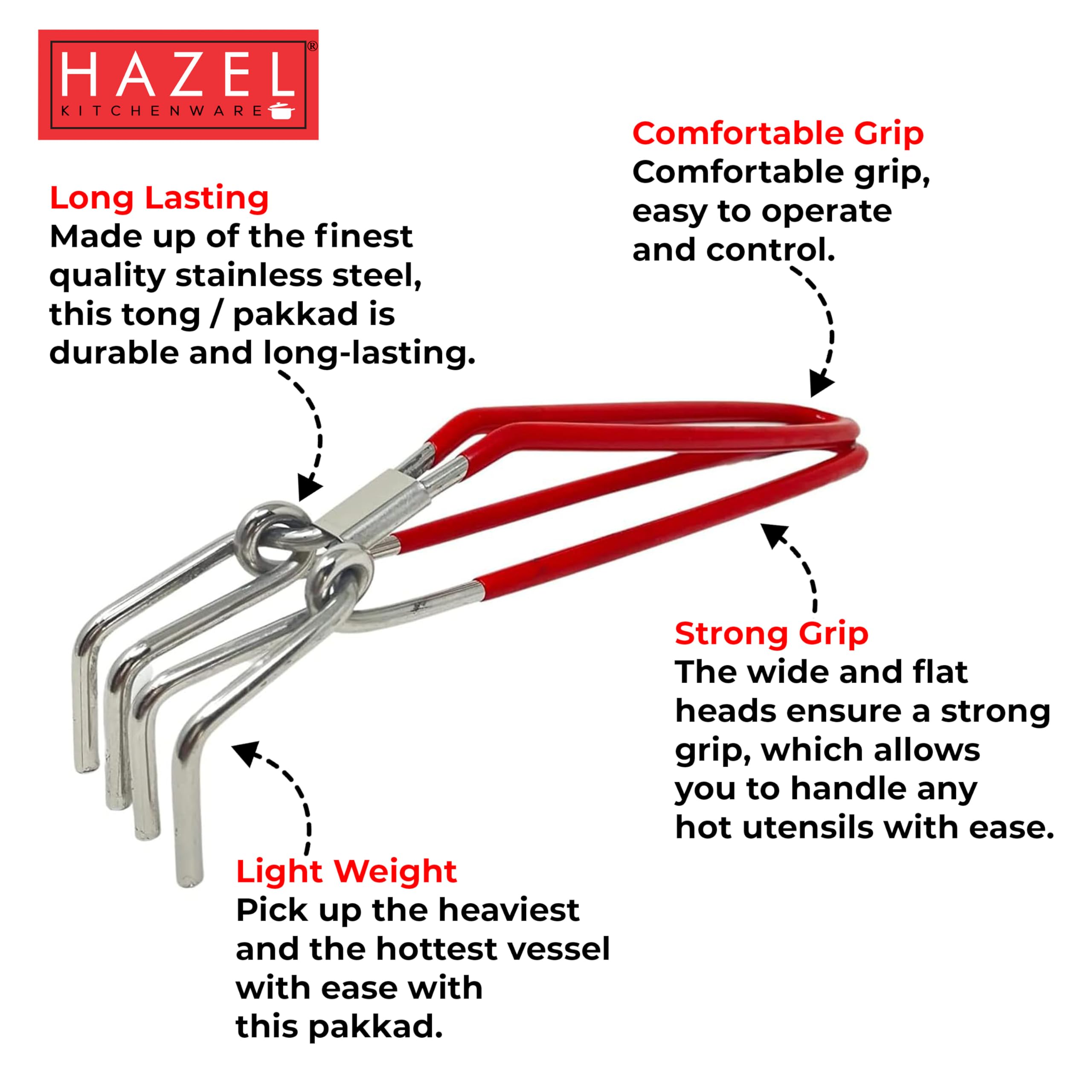 HAZEL Stainless Steel Pakad Tongs for Kitchen – view 3