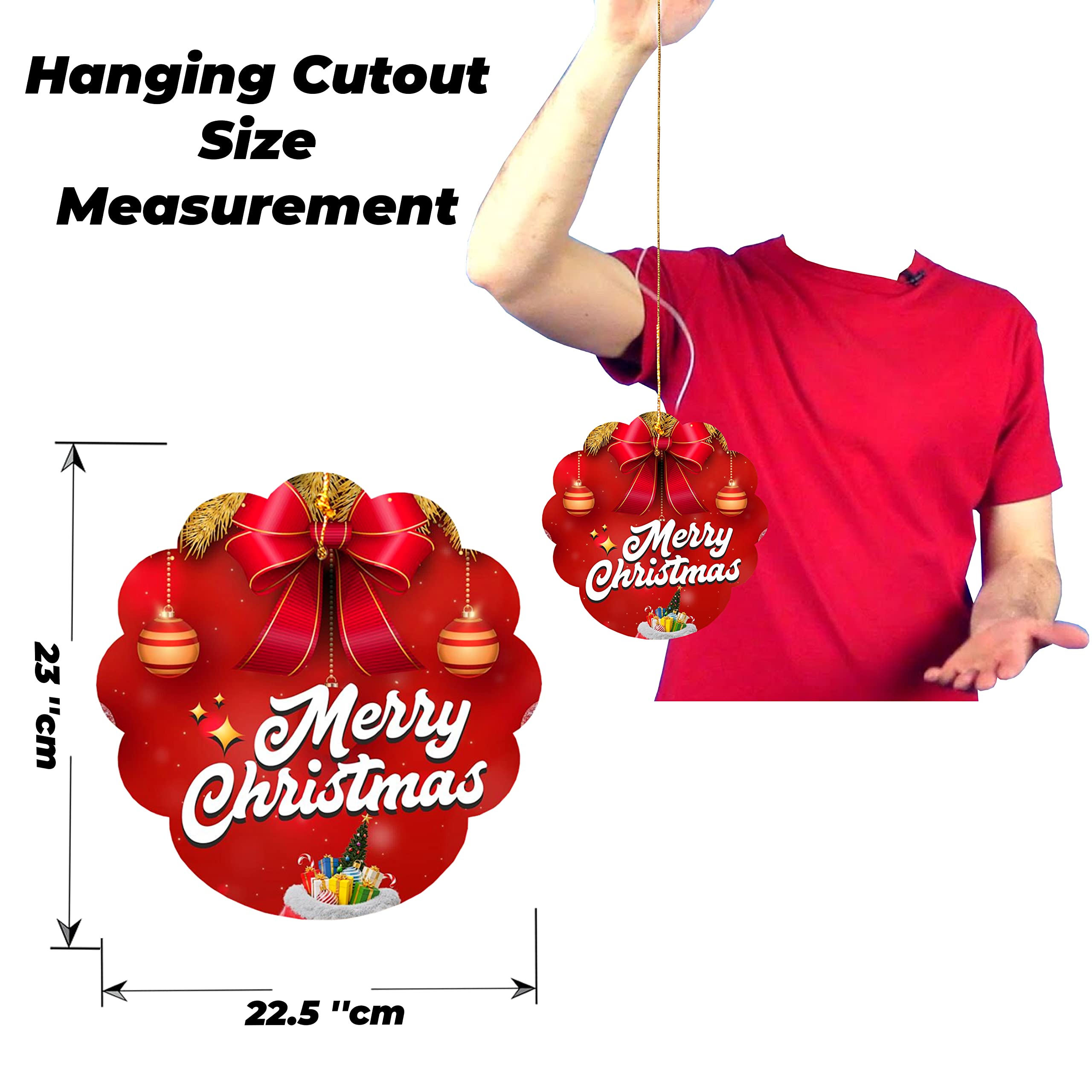 TOYXE Merry Christmas Printed Paper Card Hanging Decoration Red White Set of 10 Pcs – view 2