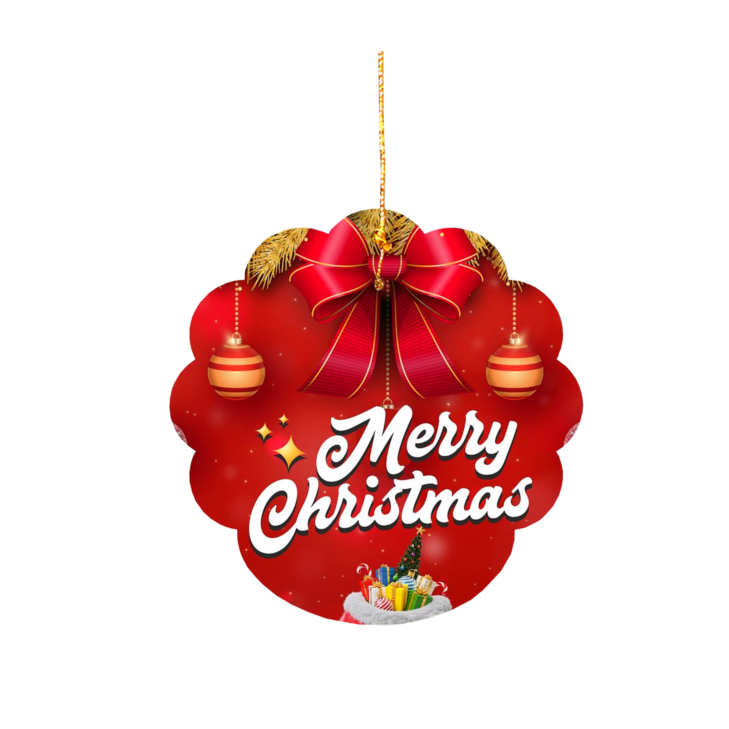 TOYXE Merry Christmas Printed Paper Card Hanging Decoration Red White Set of 10 Pcs – view 4