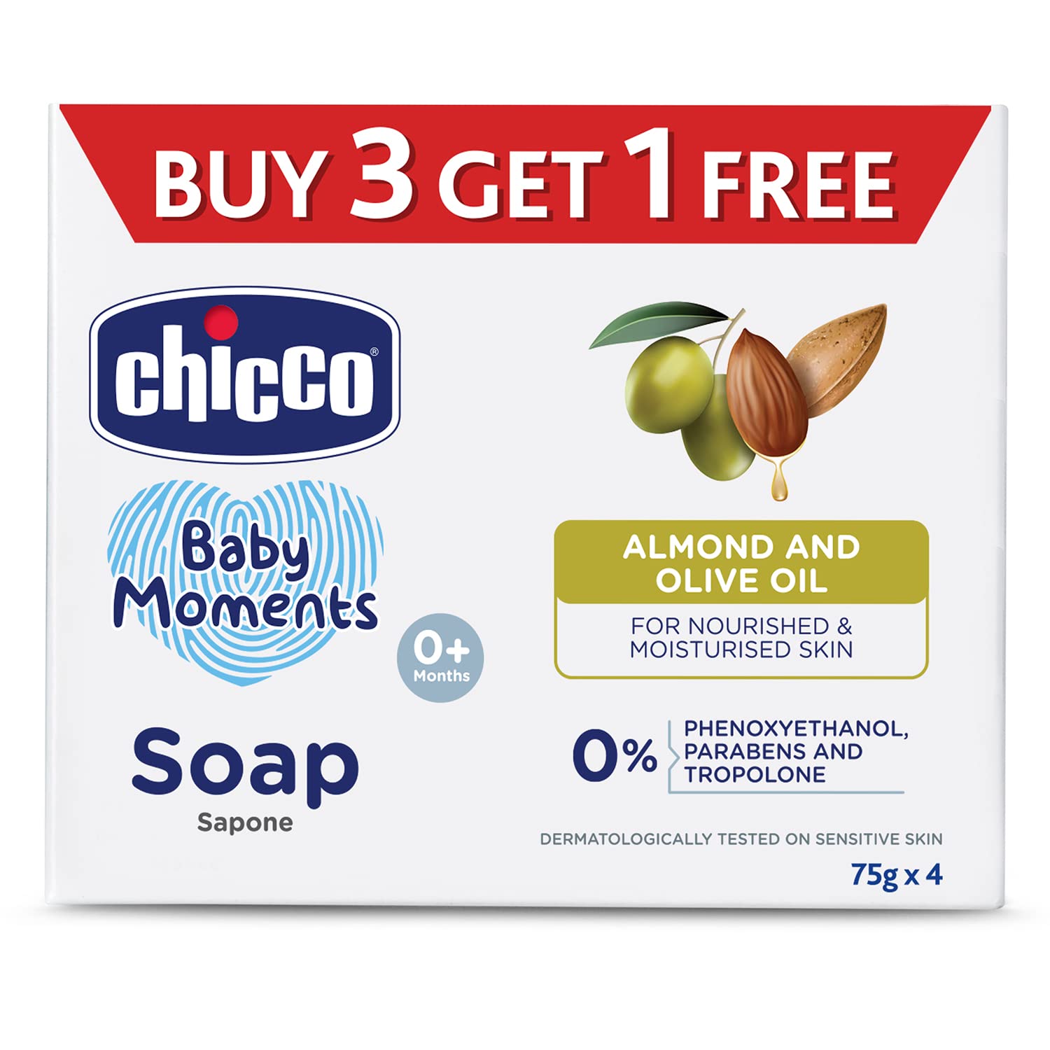 Chicco Baby Moments moisturizing baby soap box with almond scent