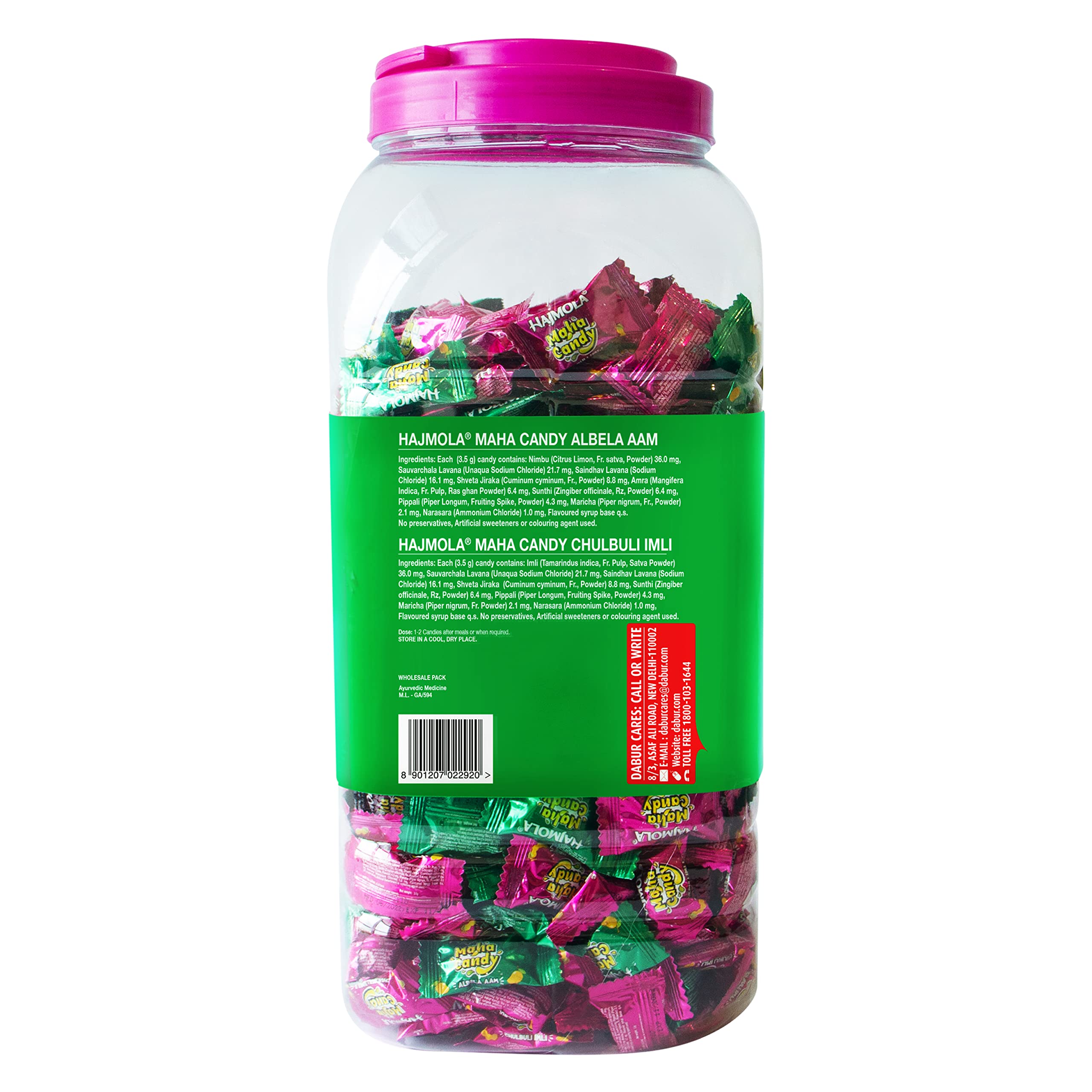 Dabur Hajmola Maha Candy Aam/Imli Jar - 500 candies ( 100 Aam + 400 Imli Candies ) Healthy, Tasty & Chatpata Improves Digestion Relief from Constipation & Gas With Best Ayurvedic Ingredients – view 6