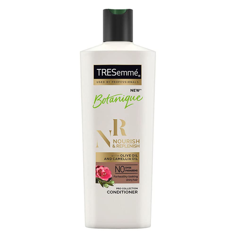 Front view of TRESemmé conditioner bottle for frizz control hair