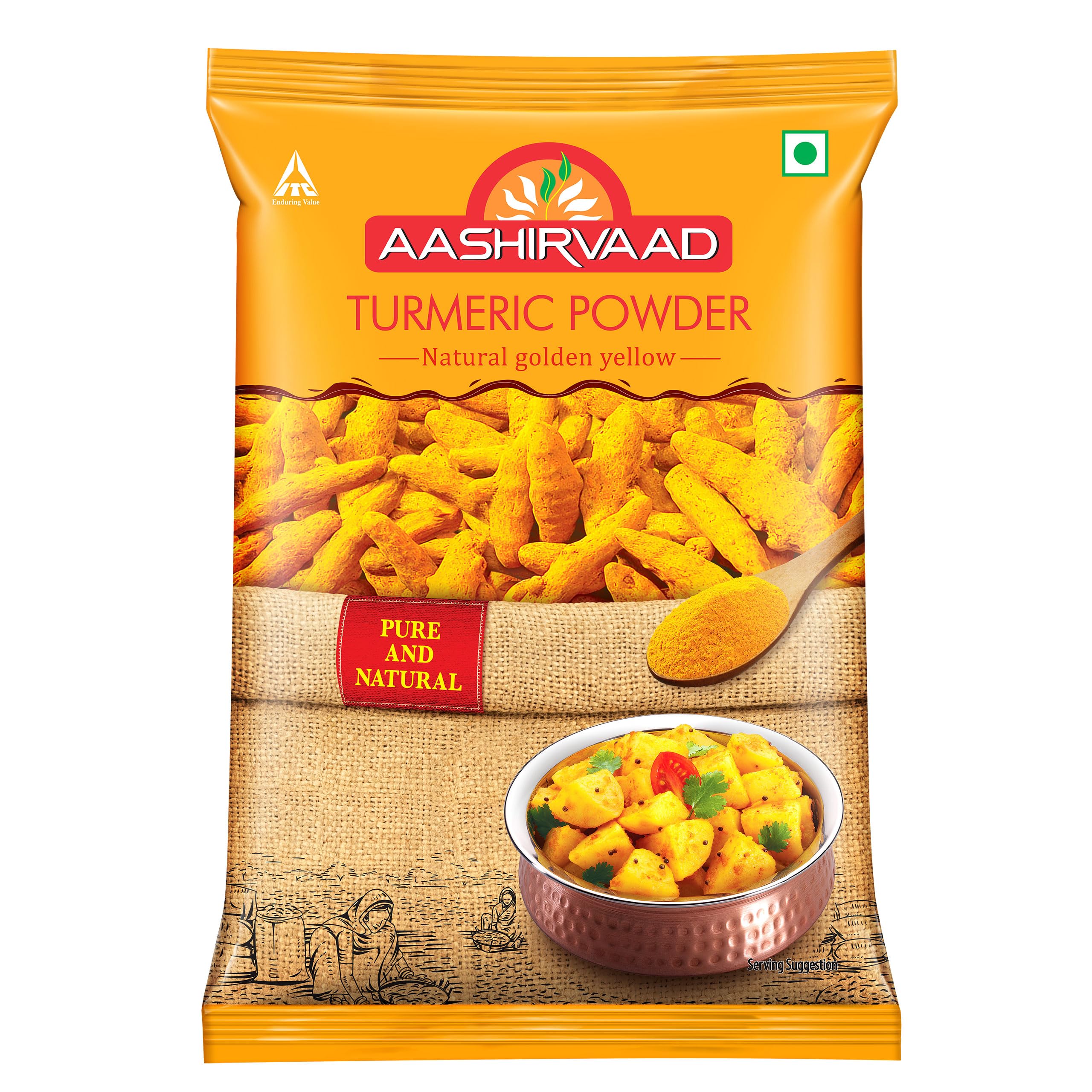 Aashirvaad Turmeric Powder, 500g, Natural Golden Turmeric Powder with No Added Flavours and Colours