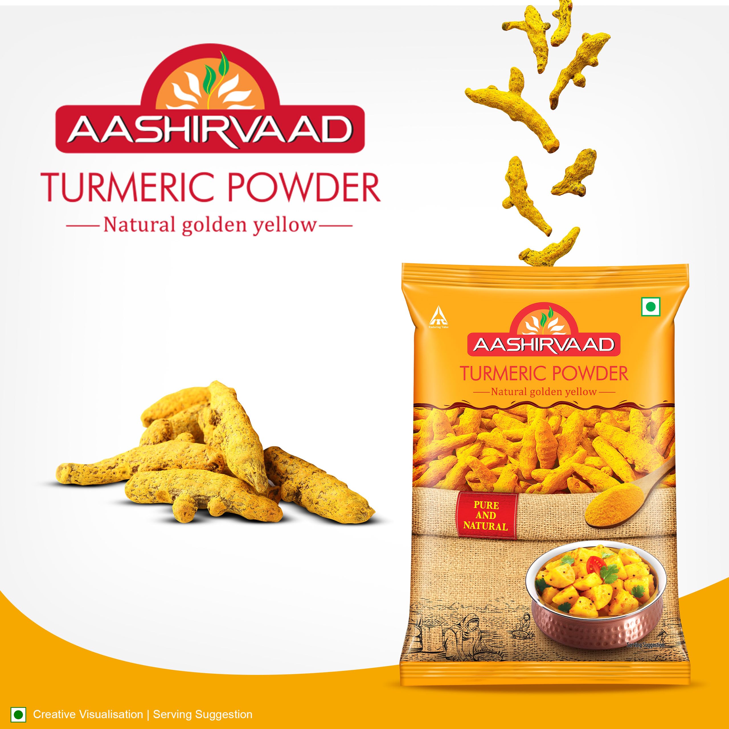 Aashirvaad Turmeric Powder, 500g, Natural Golden Turmeric Powder with No Added Flavours and Colours – view 4