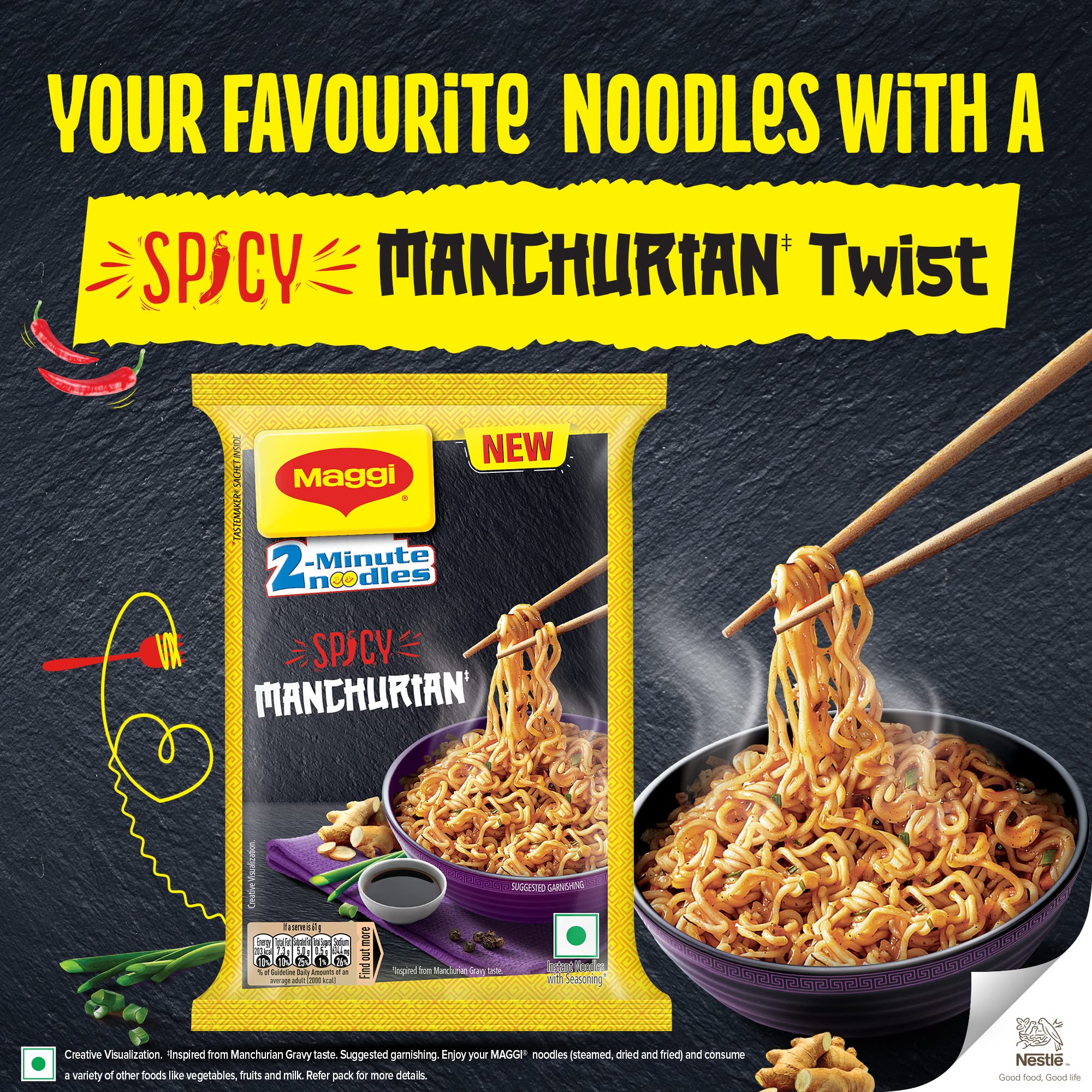 MAGGI 2-Minute Spicy Manchurian Noodles, Easy to Cook Instant Noodles, 244g – view 6