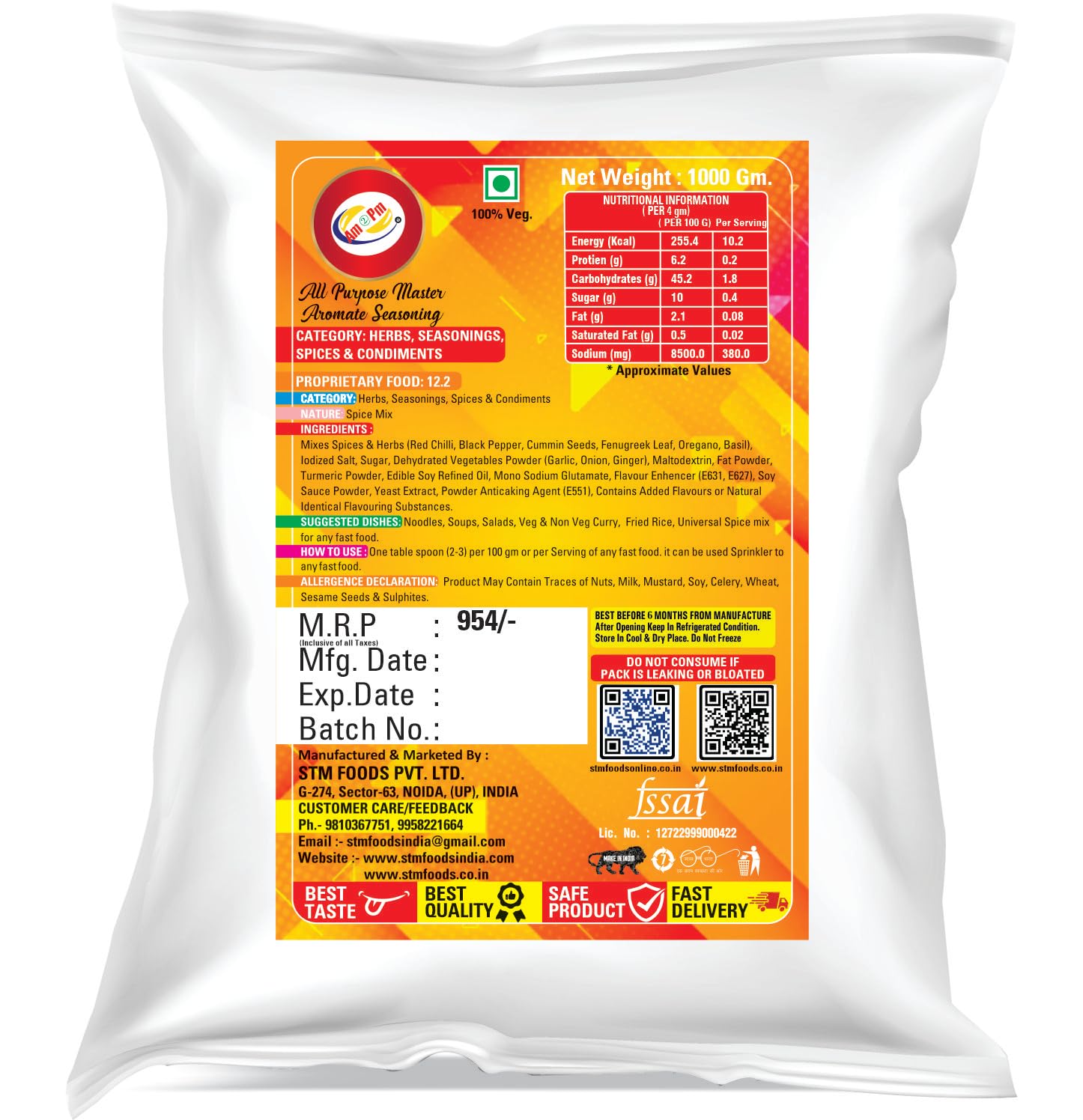 Am 2 Pm - All Purpose Master Aromate Seasoning 1kg Spices Masala Powder Mix Dry Easy To Cook & Ready To Eat Foods – view 2