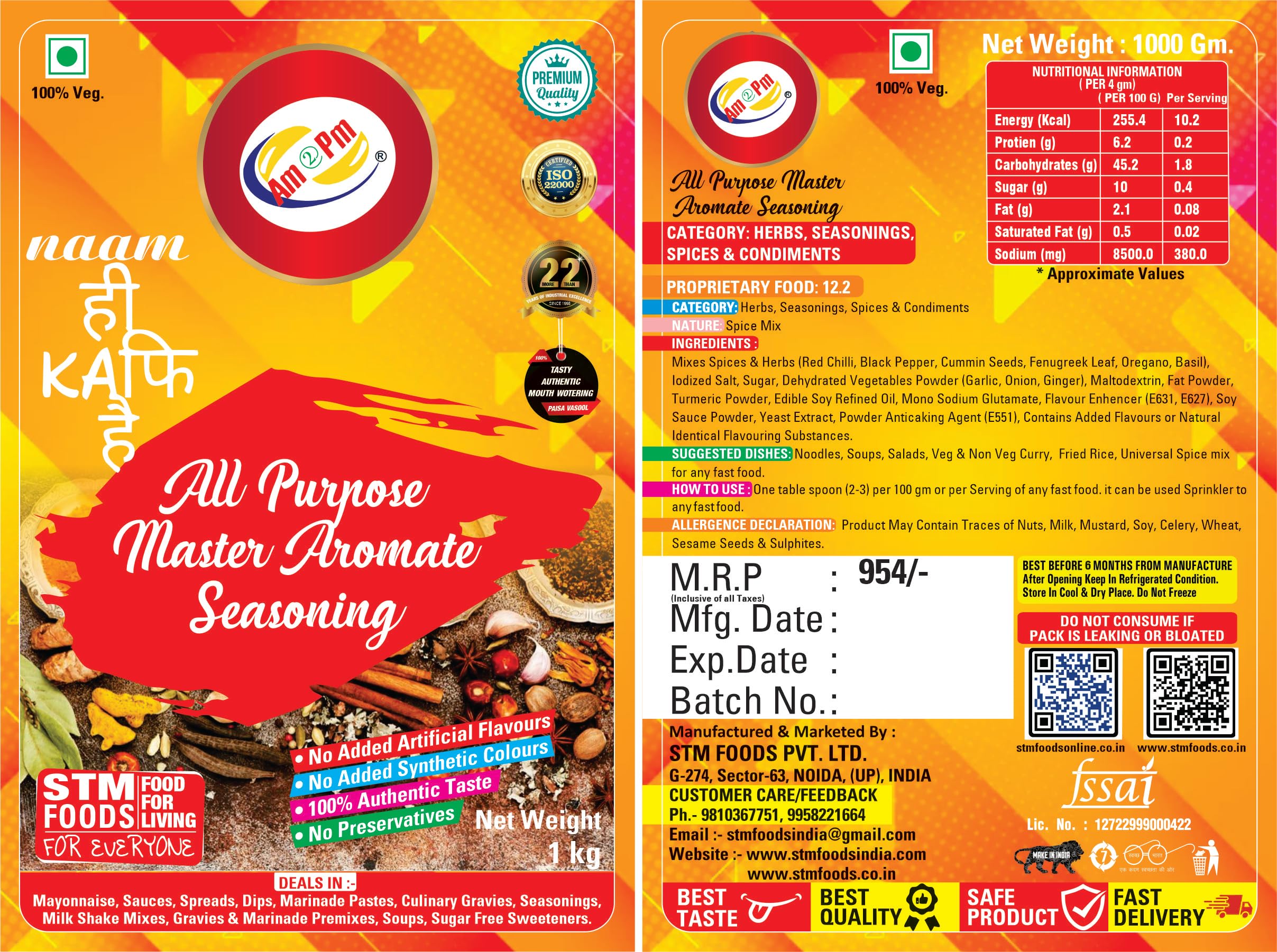 Am 2 Pm - All Purpose Master Aromate Seasoning 1kg Spices Masala Powder Mix Dry Easy To Cook & Ready To Eat Foods – view 6