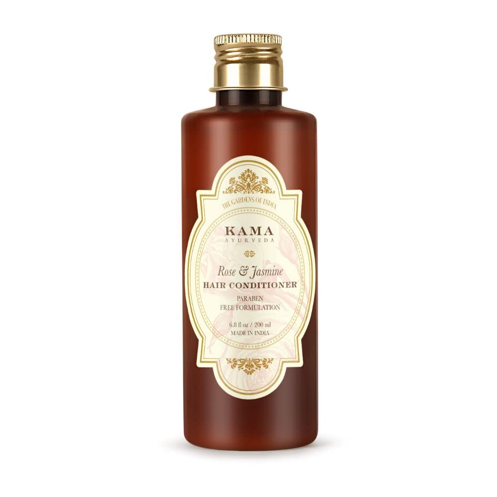 Front view of Kama Ayurveda Rose & Jasmine Hair Conditioner bottle