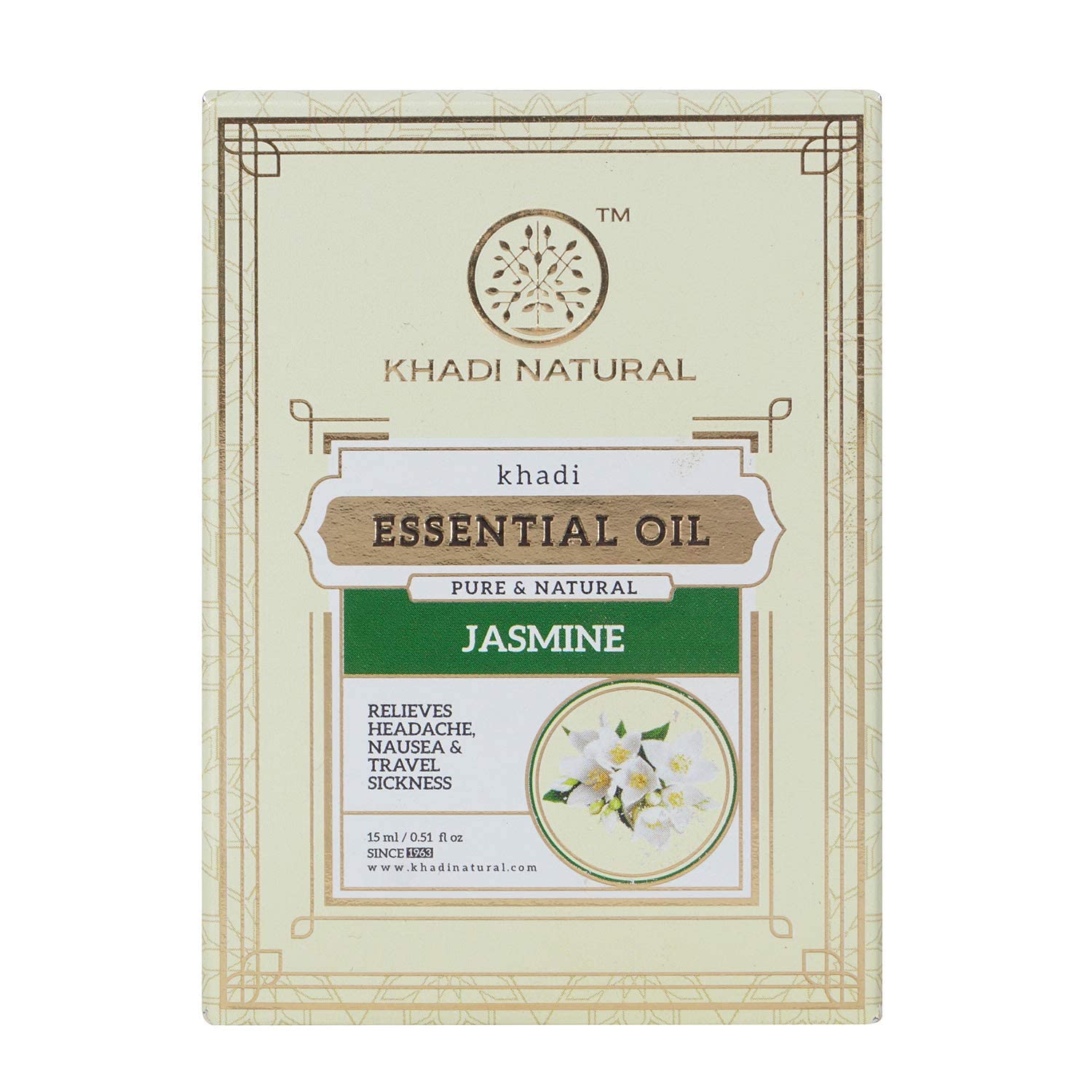 Khadi Natural jasmine essential oil bottle with front label