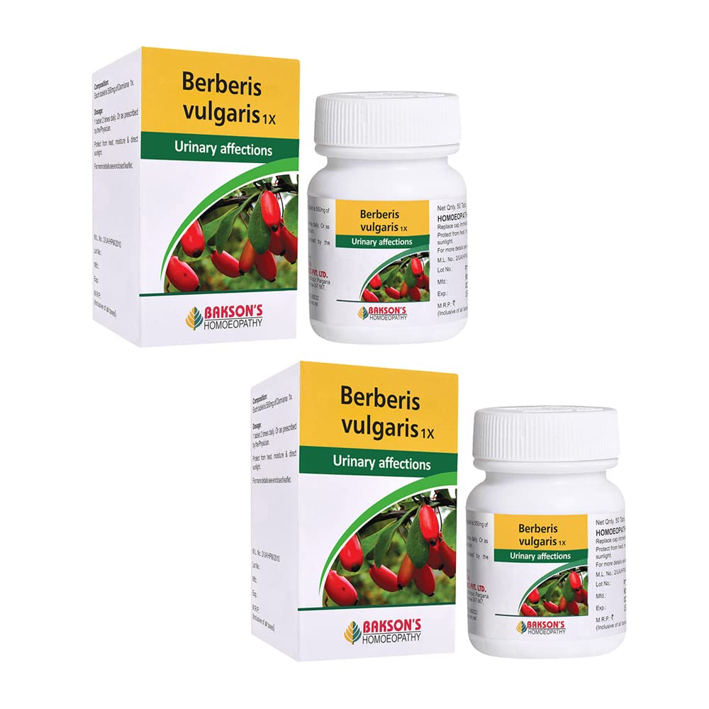Berberis Vulgaris 1X homeopathic tablets by Bakson in two bottles