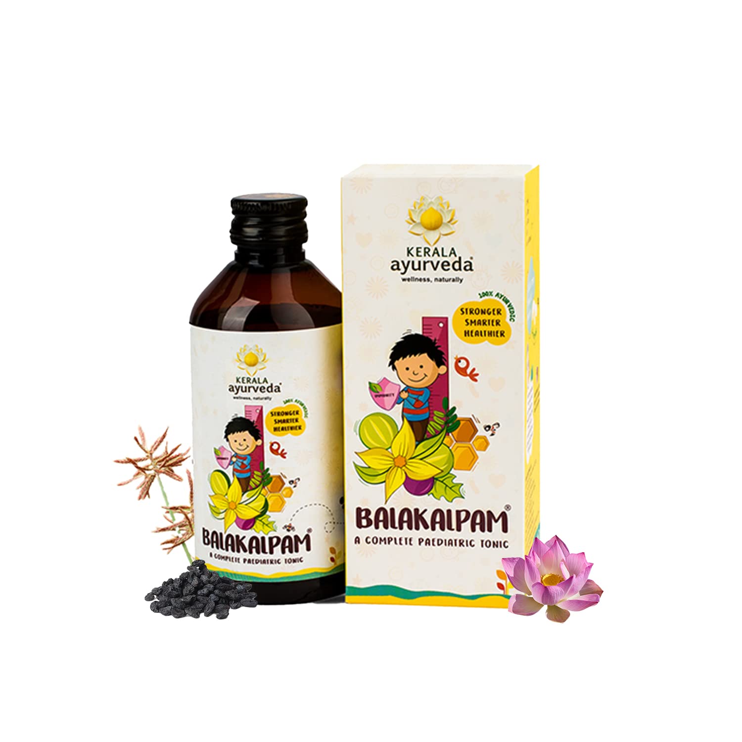 Front view of Kerala Ayurveda Balakalpam 200 ml kids tonic