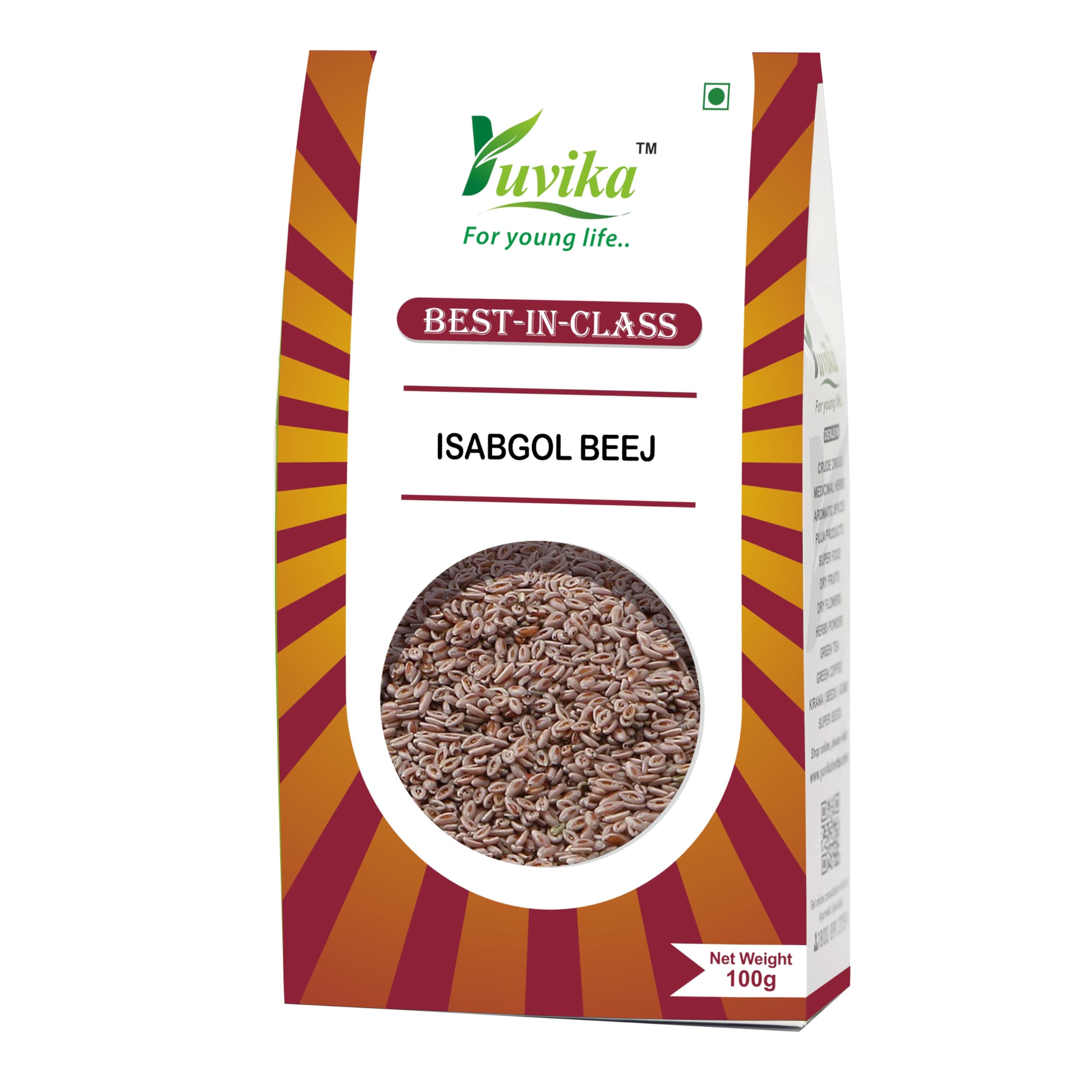 Pack of Yuvika whole isabgol seeds with no added flavour