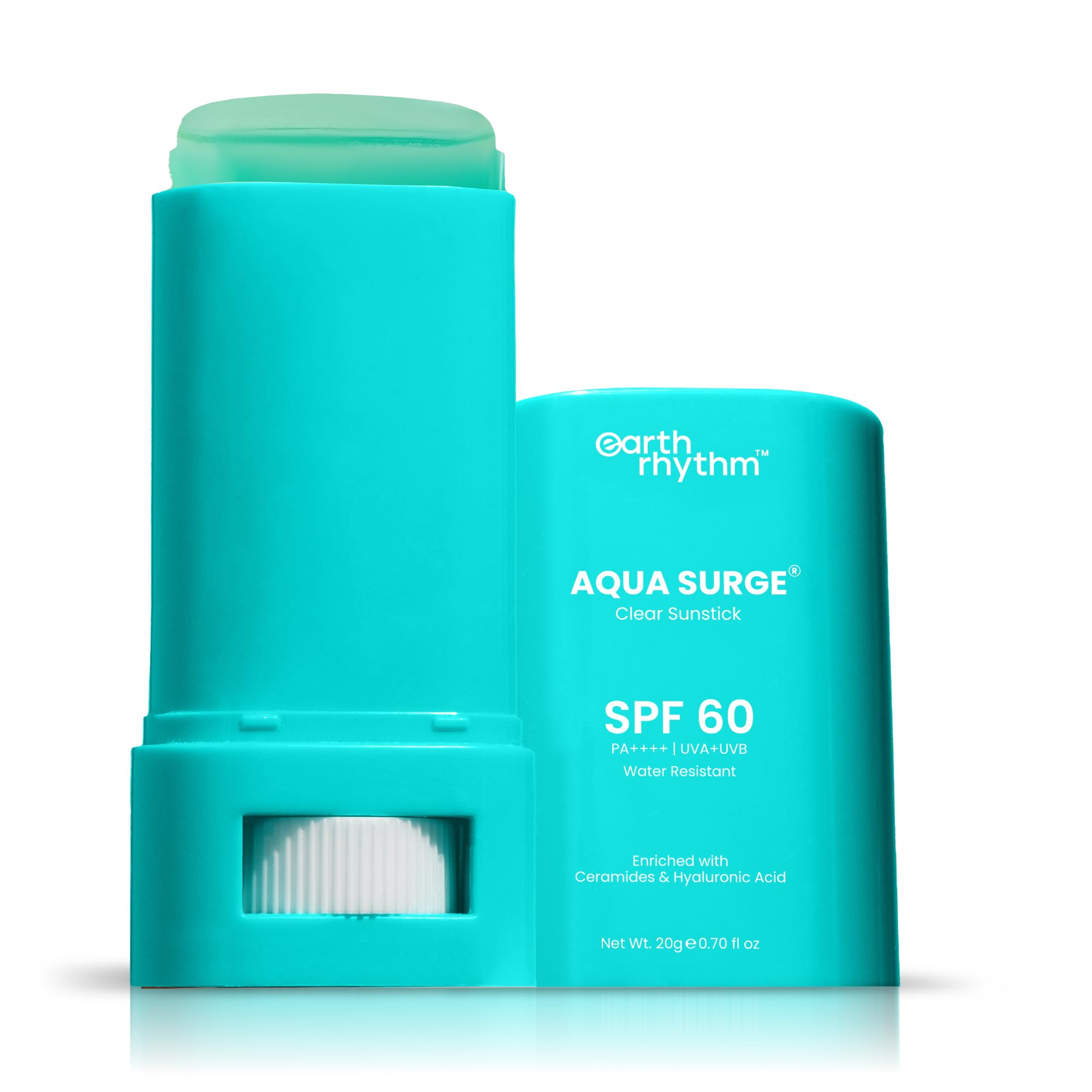 Earth Rhythm hydrating sunscreen stick SPF 60 with blue packaging