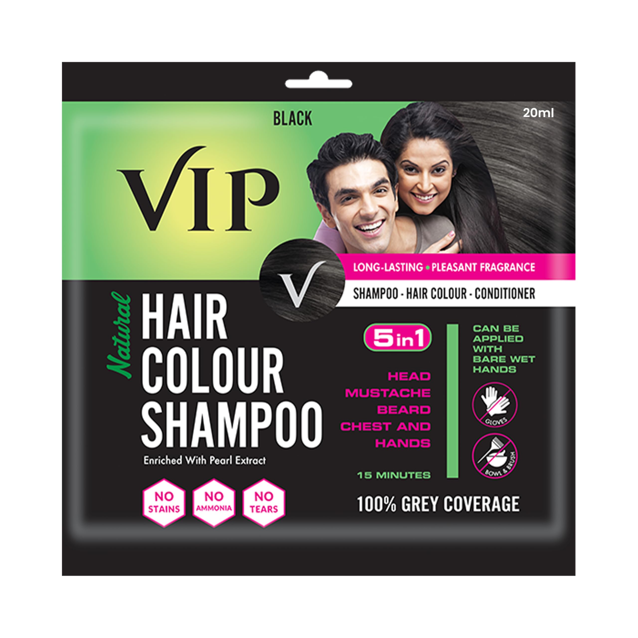 Natural black hair colour shampoo gel sachets 20 ml pack