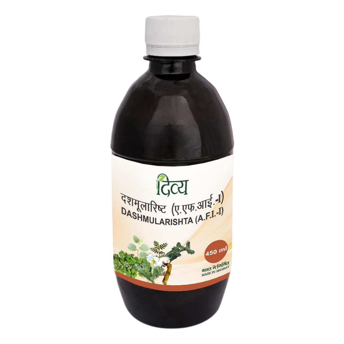 Front view of Patanjali Dashmularishta 450 ml bottle