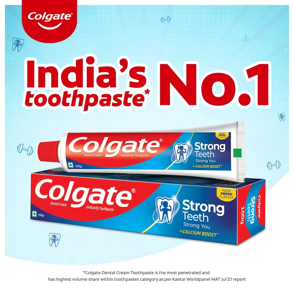 SSI Collgate Strong Teeth 500g (200g x 2 + 100g, Pack of 3) Cavity Protection Toothpaste, Colgate Toothpaste with Calcium Boost, Saver Pack, India's No.1 Toothpaste – view 2