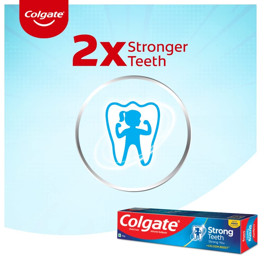 SSI Collgate Strong Teeth 500g (200g x 2 + 100g, Pack of 3) Cavity Protection Toothpaste, Colgate Toothpaste with Calcium Boost, Saver Pack, India's No.1 Toothpaste – view 5