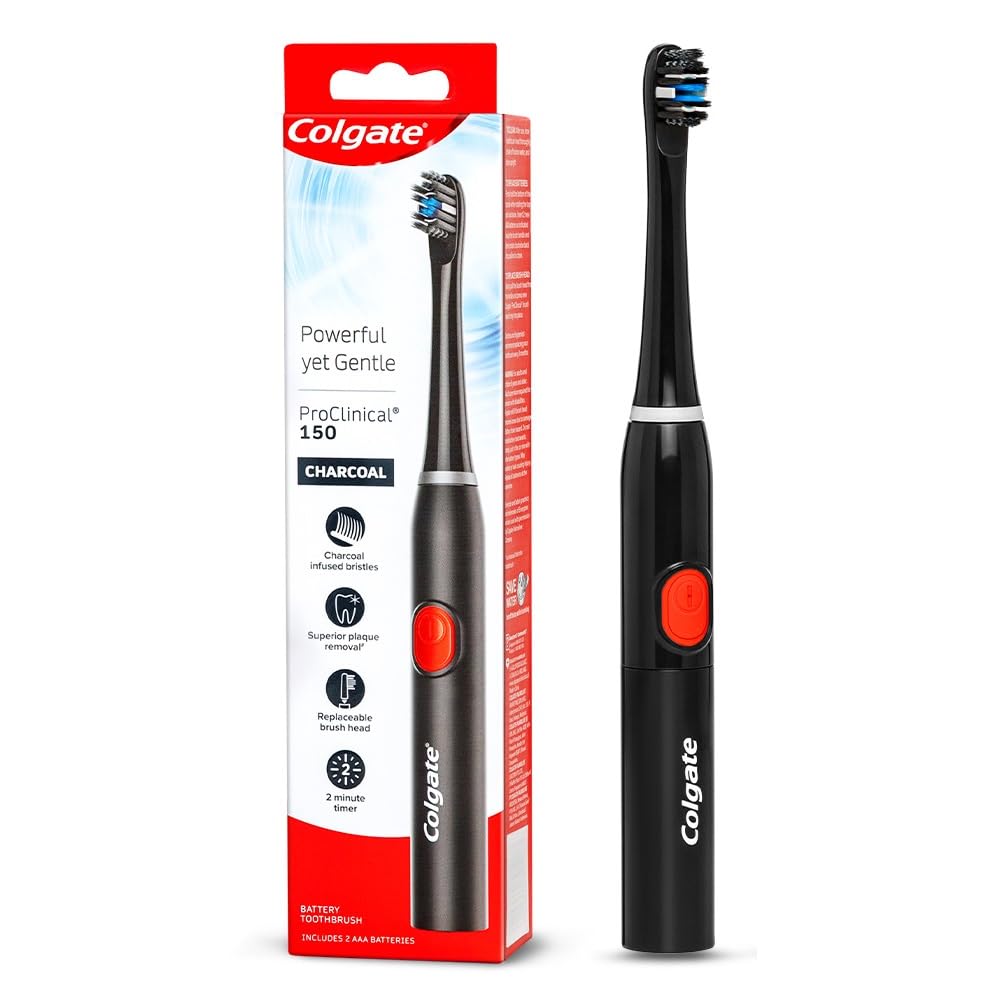 Black Colgate sonic toothbrush with replaceable brush head included