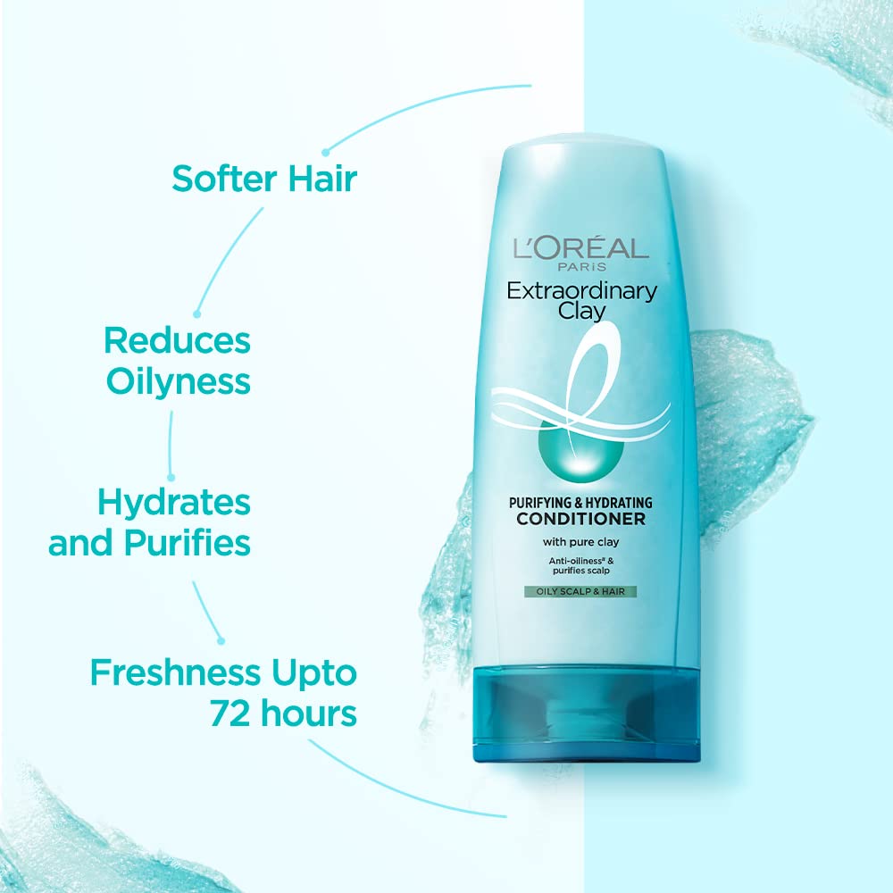 L'Oreal Paris Deep Conditioner, Rebalancing & Hydrating, For Oily Roots & Dry Ends, Extraordinary Clay, 180 ml – view 3