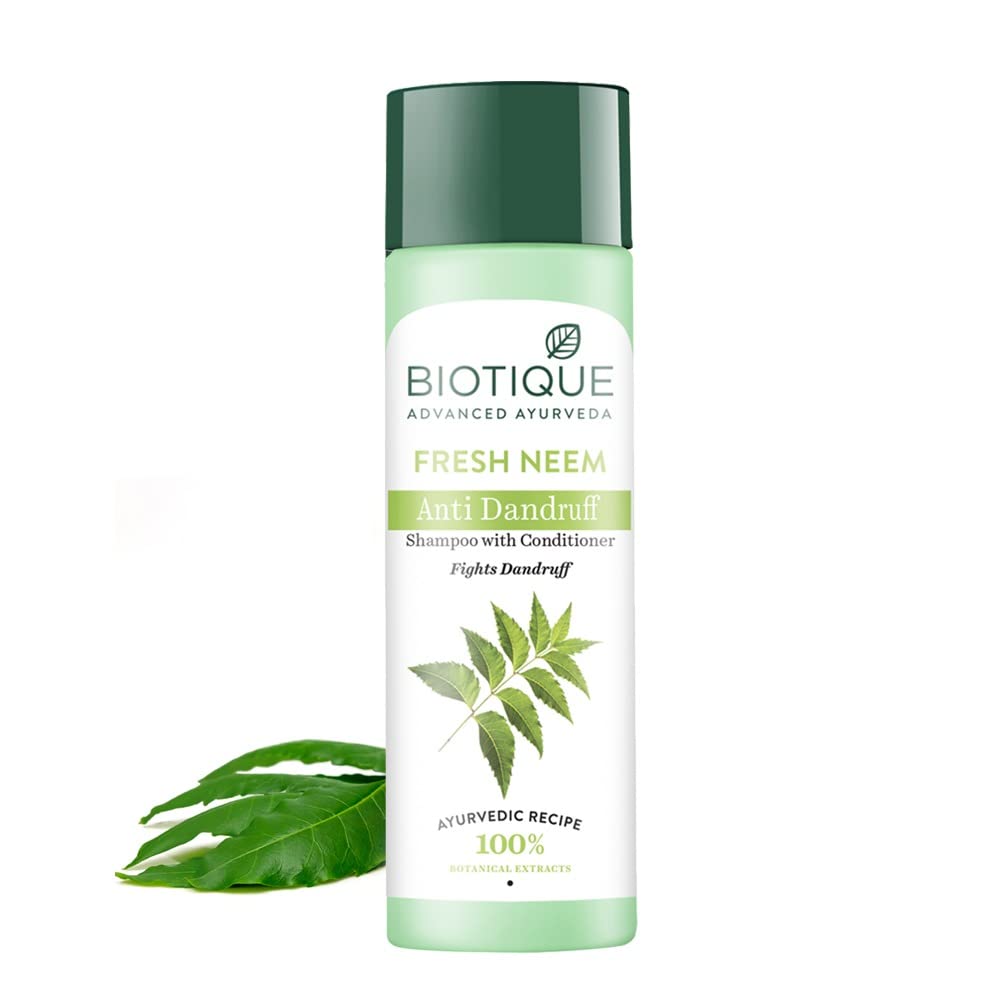 Biotique neem anti dandruff shampoo bottle for itchy flaky scalp