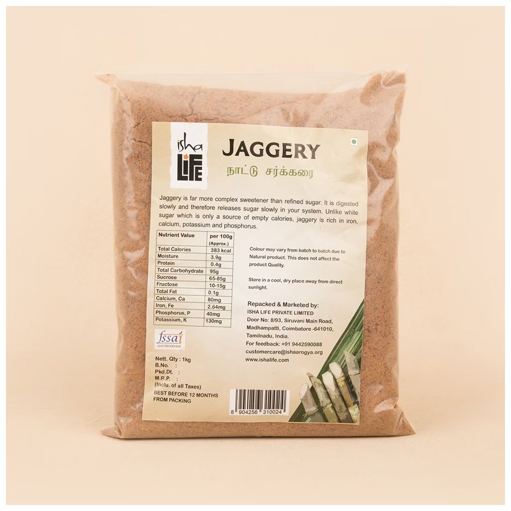 Isha life Pure and natural Jaggery. Great alternative to white sugar. Chemical free. High in nutrition (1kg) – view 3