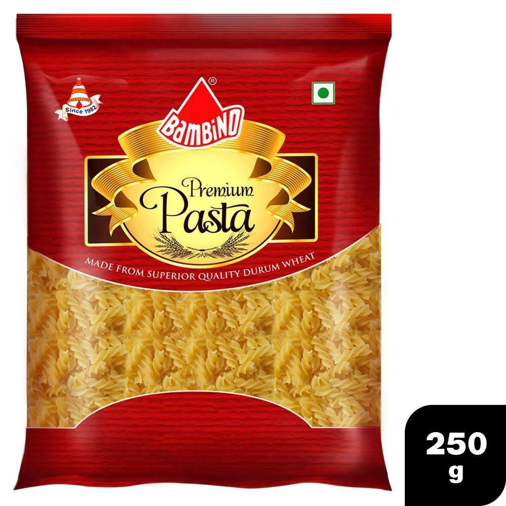 Front view of Bambino Premium Spirali Pasta 250 g packet