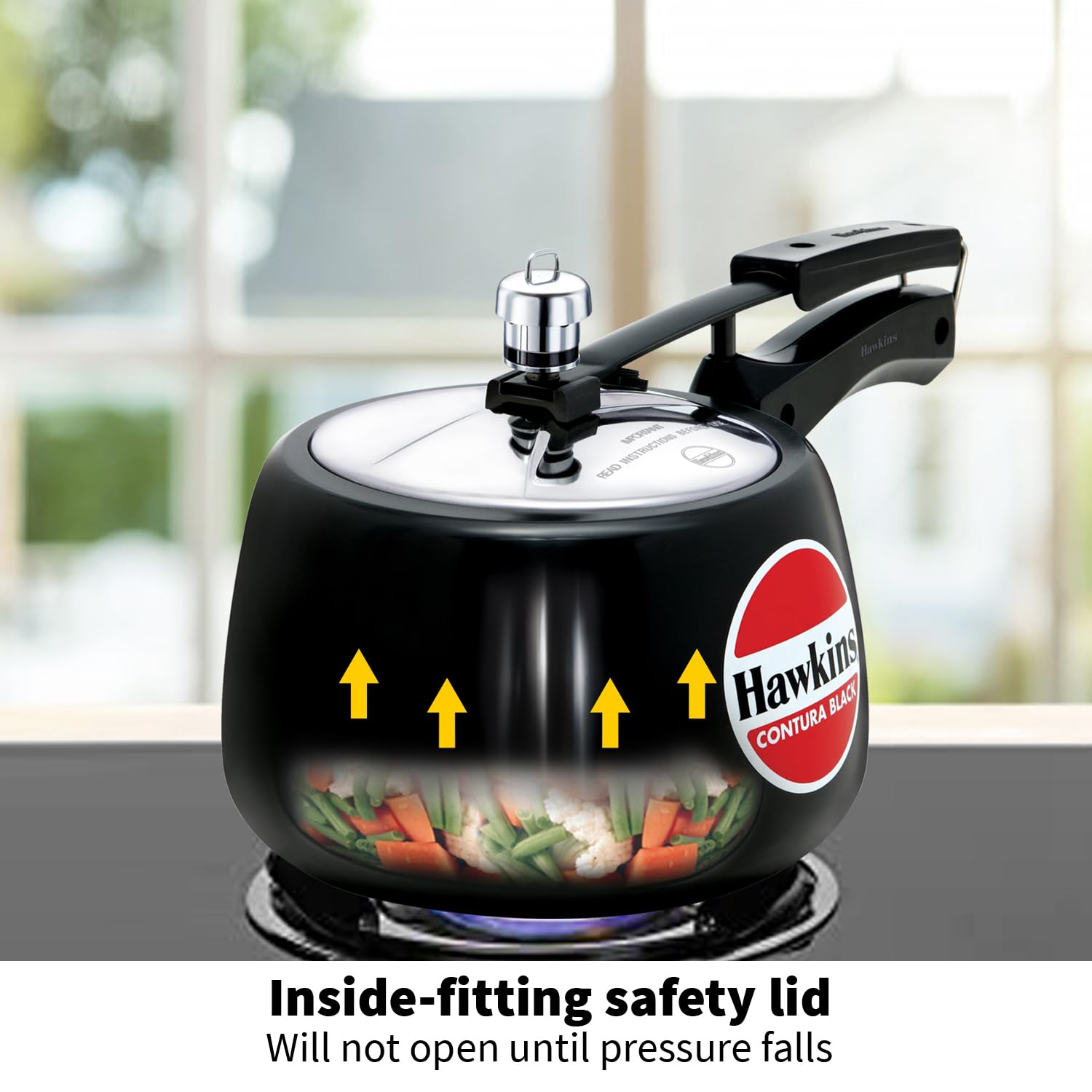 Hawkins 3 Litre Contura Black Pressure Cooker, Hard Anodised Inner Lid Cooker, Handi Cooker, Black (CB30) – view 5