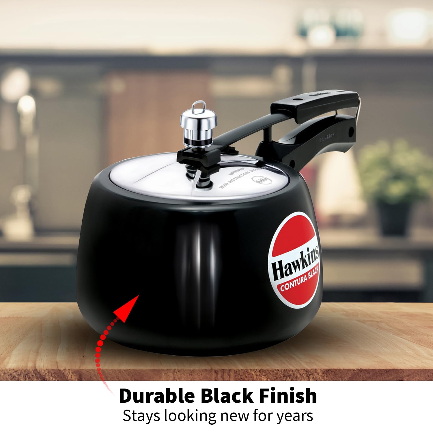Hawkins 3 Litre Contura Black Pressure Cooker, Hard Anodised Inner Lid Cooker, Handi Cooker, Black (CB30) – view 6
