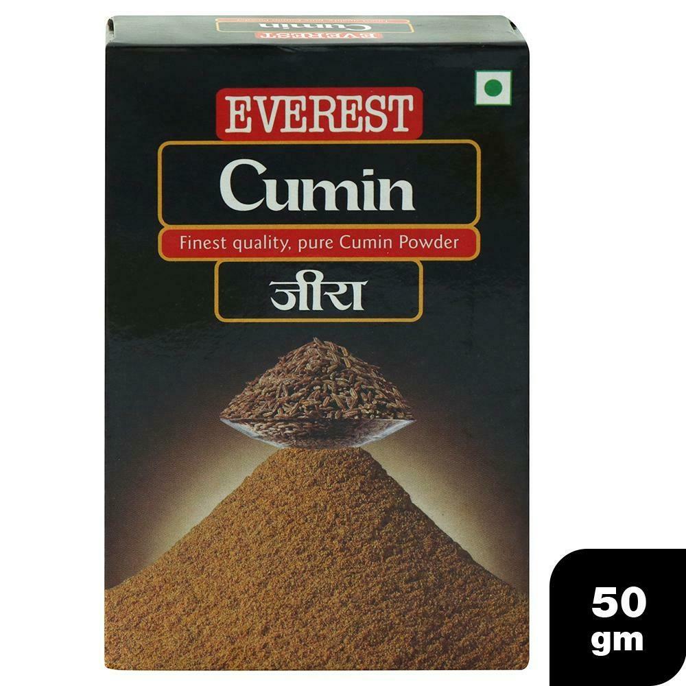 Front view of Everest cumin powder 50 g spice box
