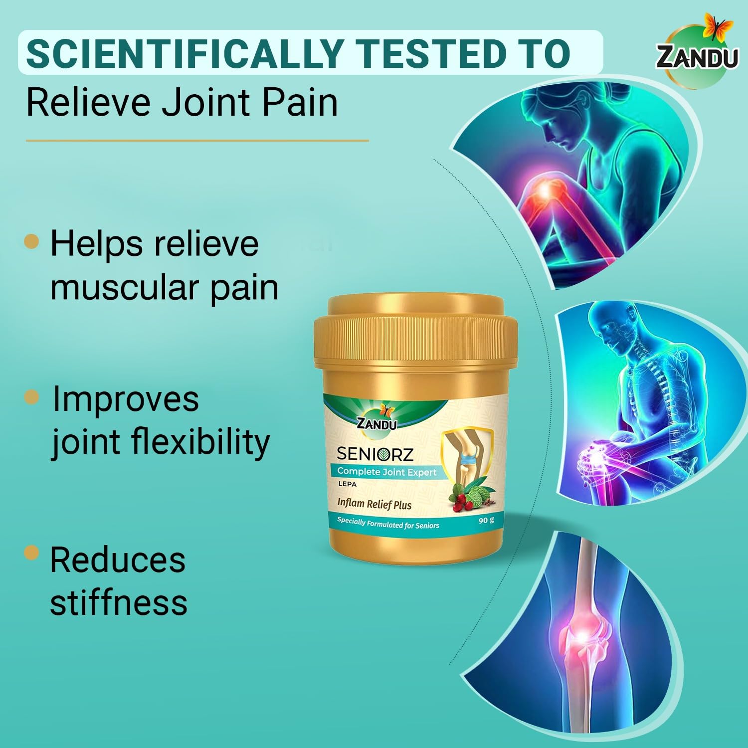 Zandu Seniorz Complete Joint Expert Lepa, 90g, Helps reduce muscular & joint pain, Increase Joint Flexibility & Reduce Joint Stiffness, 100% Ayurvedic & Natural Balm – view 4