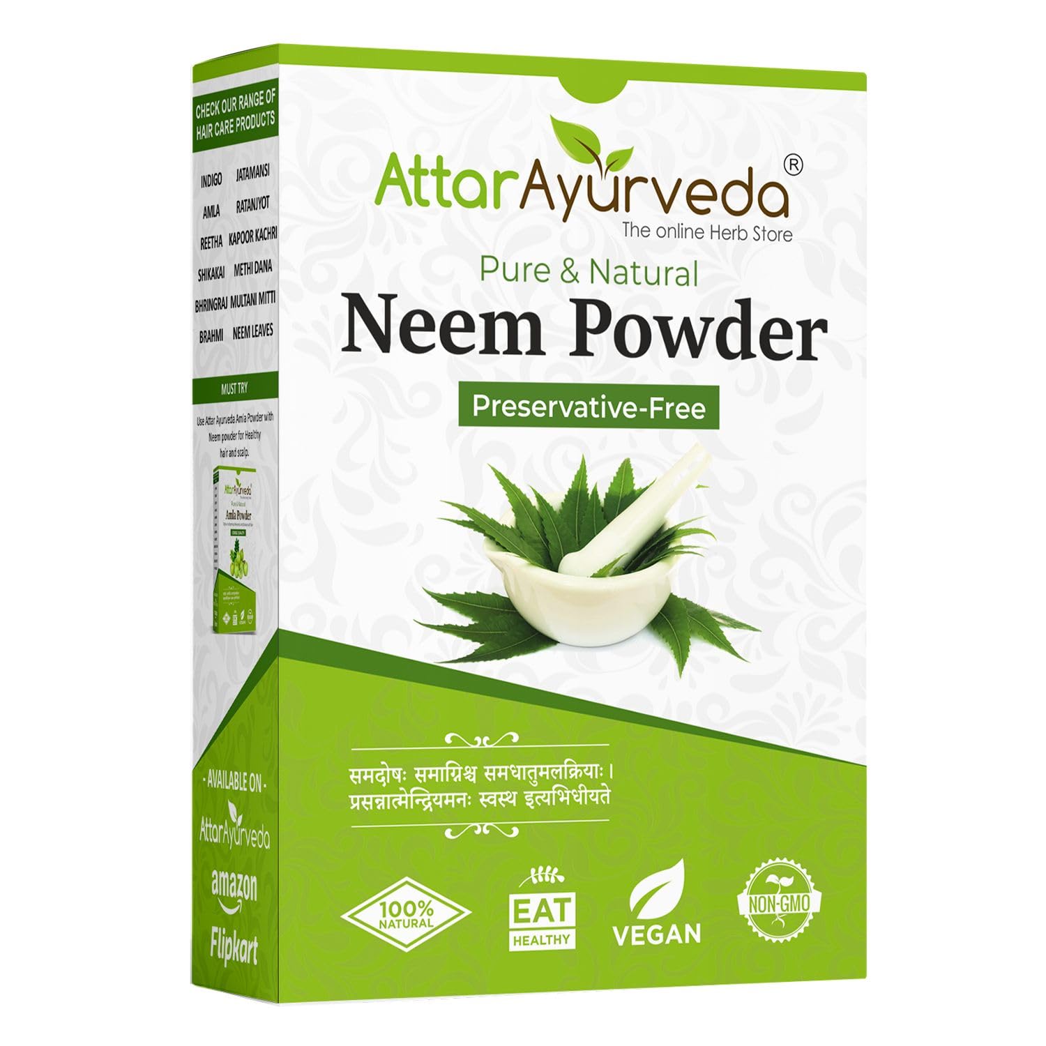 ATTAR AYURVEDA natural neem powder pouch for face and hair care