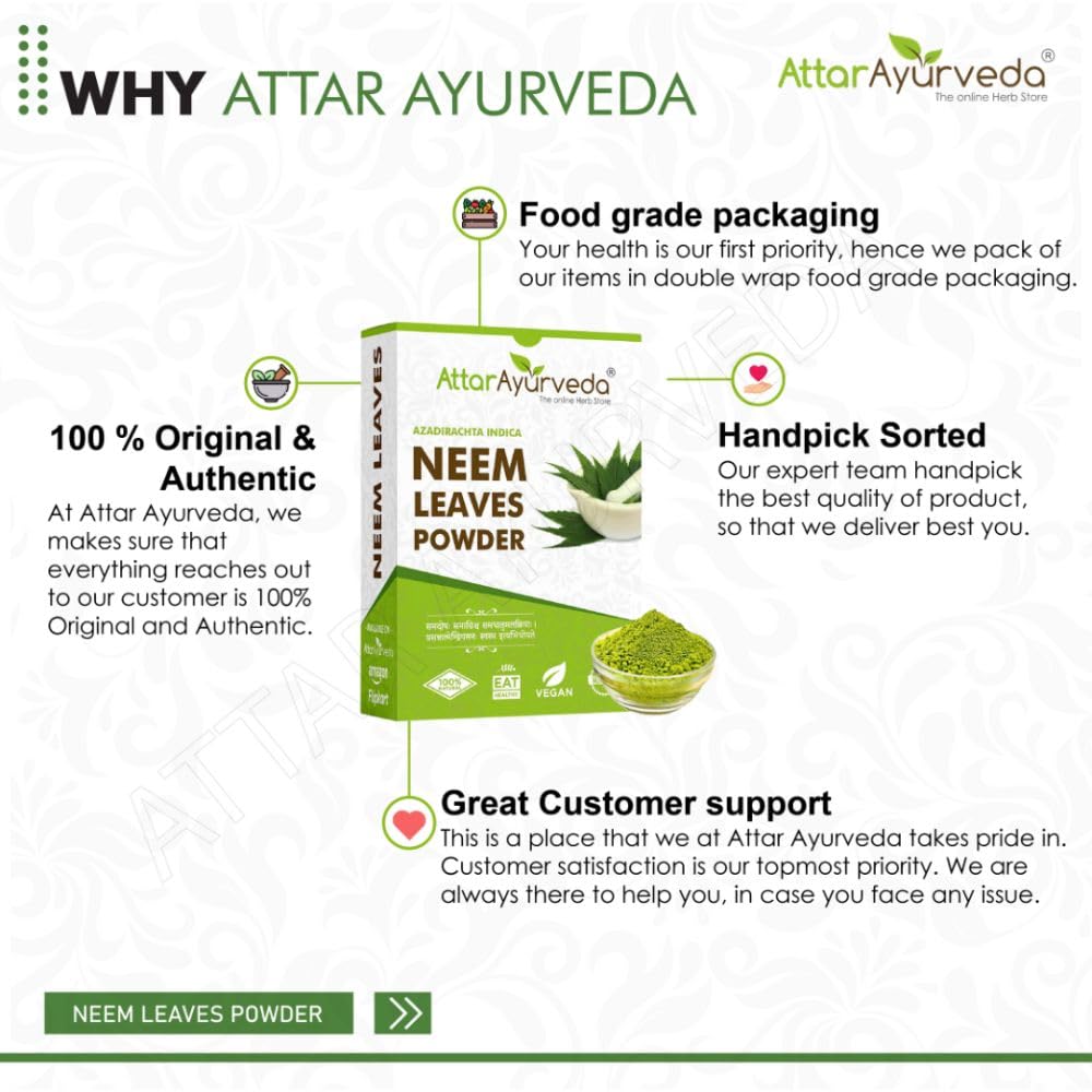 Attar Ayurveda Neem powder for Face, Skin and Hair (200 grams) – view 6