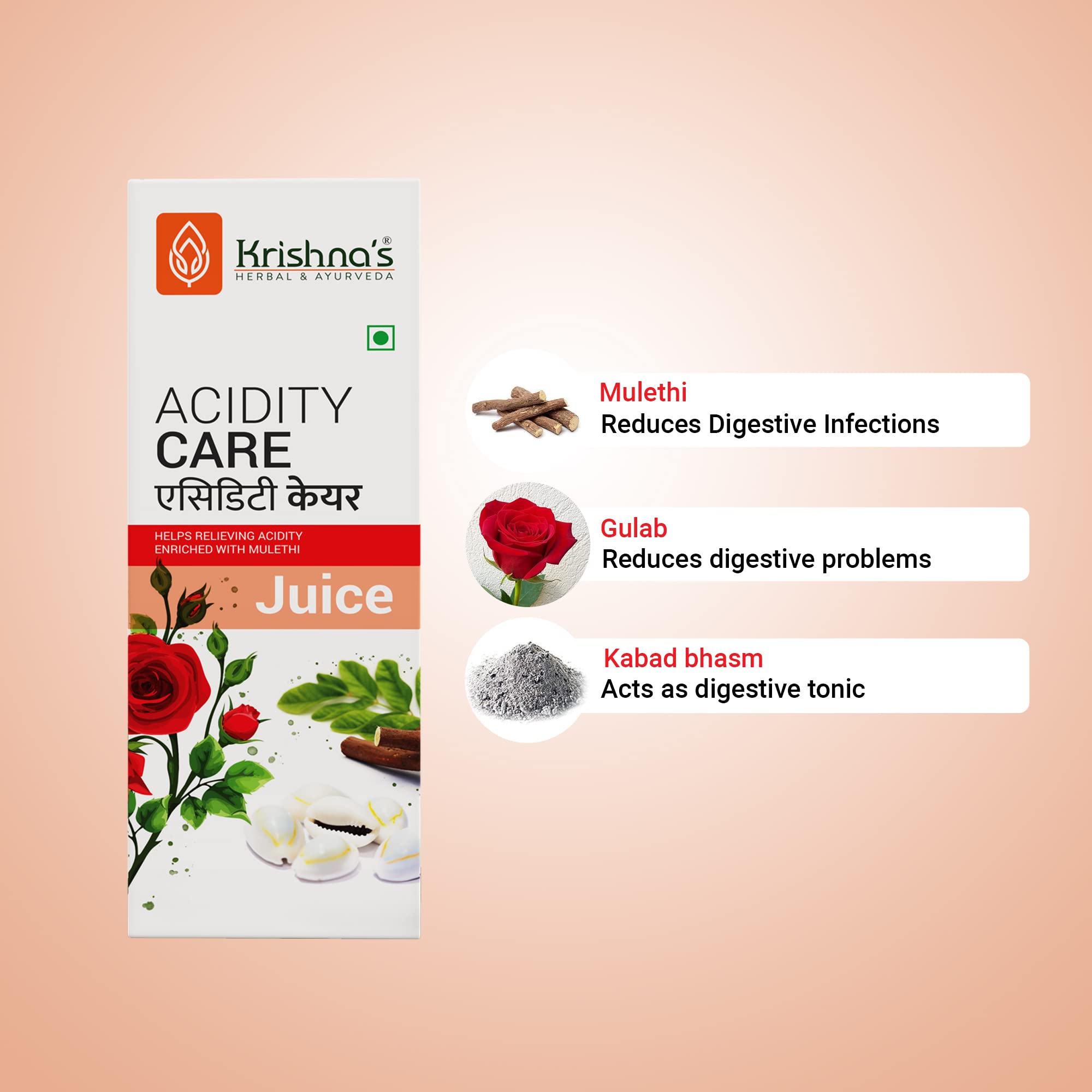 KRISHNA'S HERBAL & AYURVEDA Acidity Care Juice -1000 Ml(Pack Of 1) Provides Relief From Acidity & Bloating – view 3