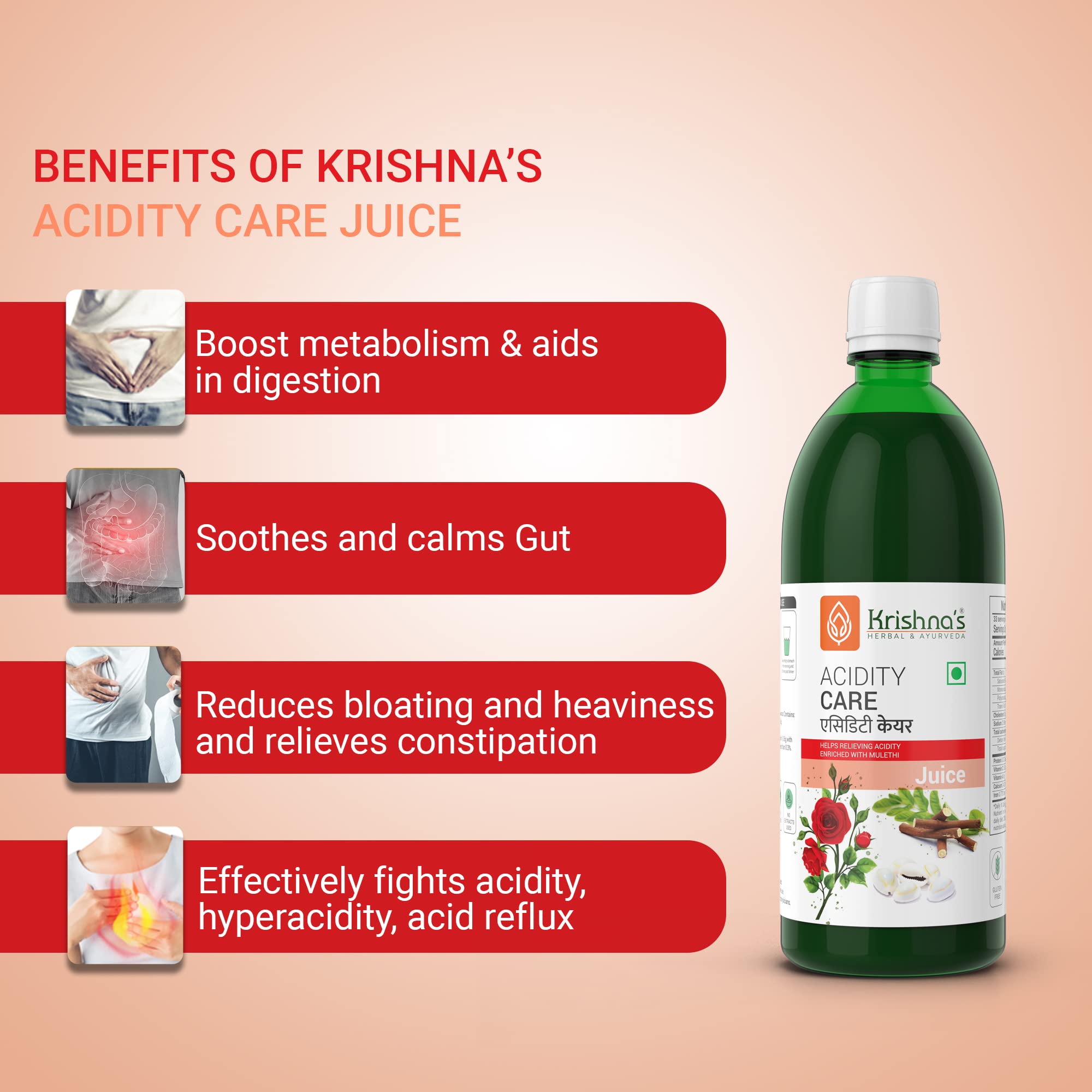 KRISHNA'S HERBAL & AYURVEDA Acidity Care Juice -1000 Ml(Pack Of 1) Provides Relief From Acidity & Bloating – view 4