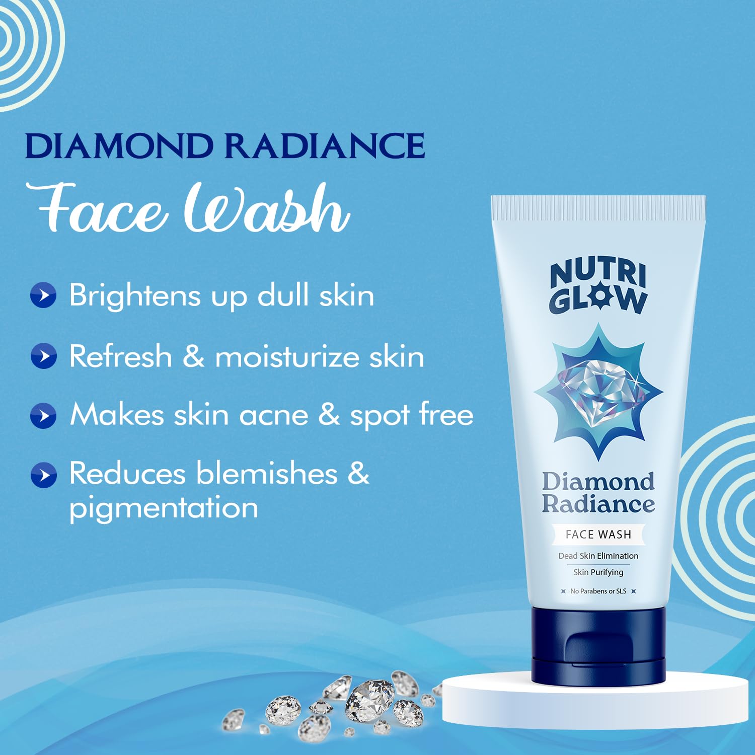 NutriGlow Diamond Radiance Face Wash With Diamond Dust & Vitamin E For Glowing Skin Skin Purifying Hydrated Skin (65ml) – view 4