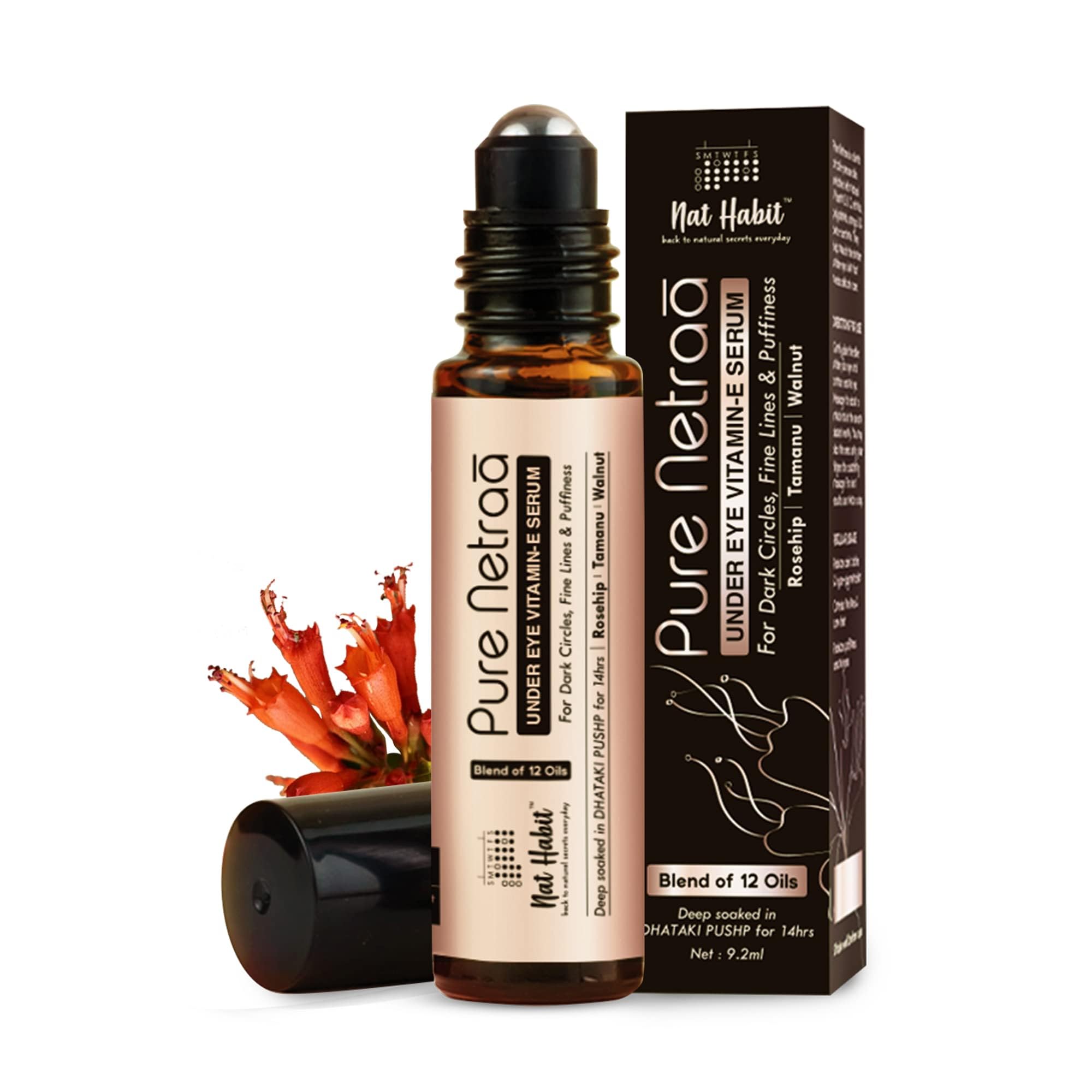Nat Habit Pure Netraa Under Eye Serum For Fine lines, Puffiness, Wrinkles & Dark Circles For Men & Women With Vitamin C, Vitamin E and Retinol (9.2 ml)