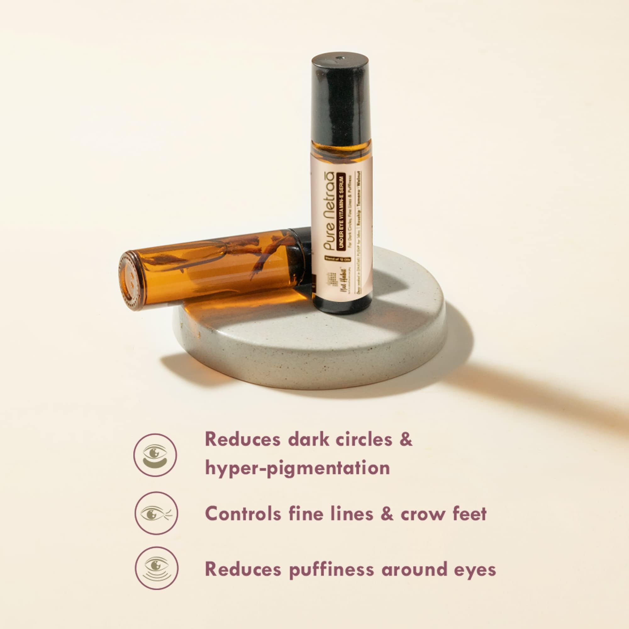 Nat Habit Pure Netraa Under Eye Serum For Fine lines, Puffiness, Wrinkles & Dark Circles For Men & Women With Vitamin C, Vitamin E and Retinol (9.2 ml) – view 3