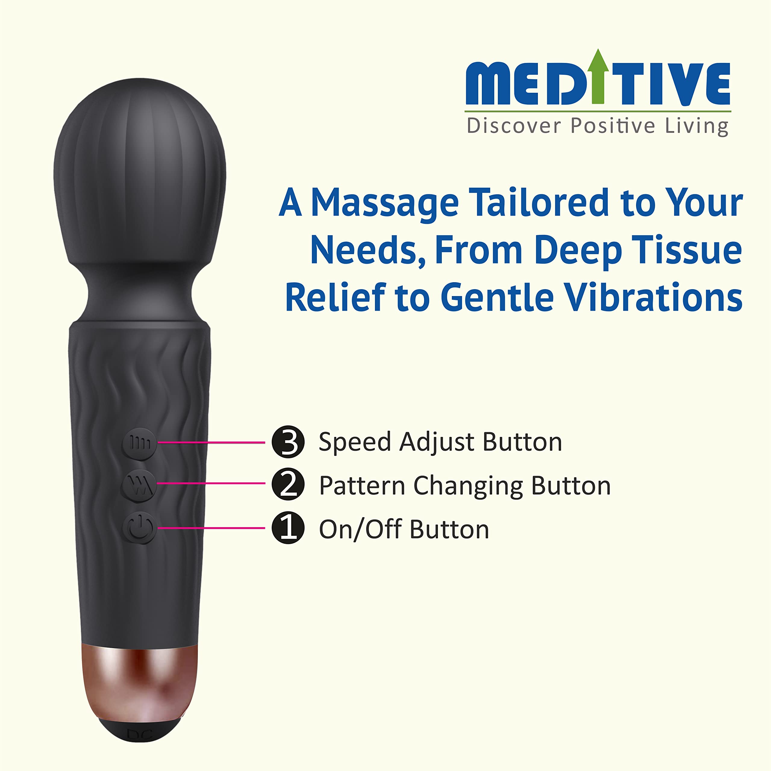 Meditive Body Massager for Full Body Pain Relief, Deep Tissue Massage Machine with Multiple Modes & Adjustable Speeds (Black) – view 6