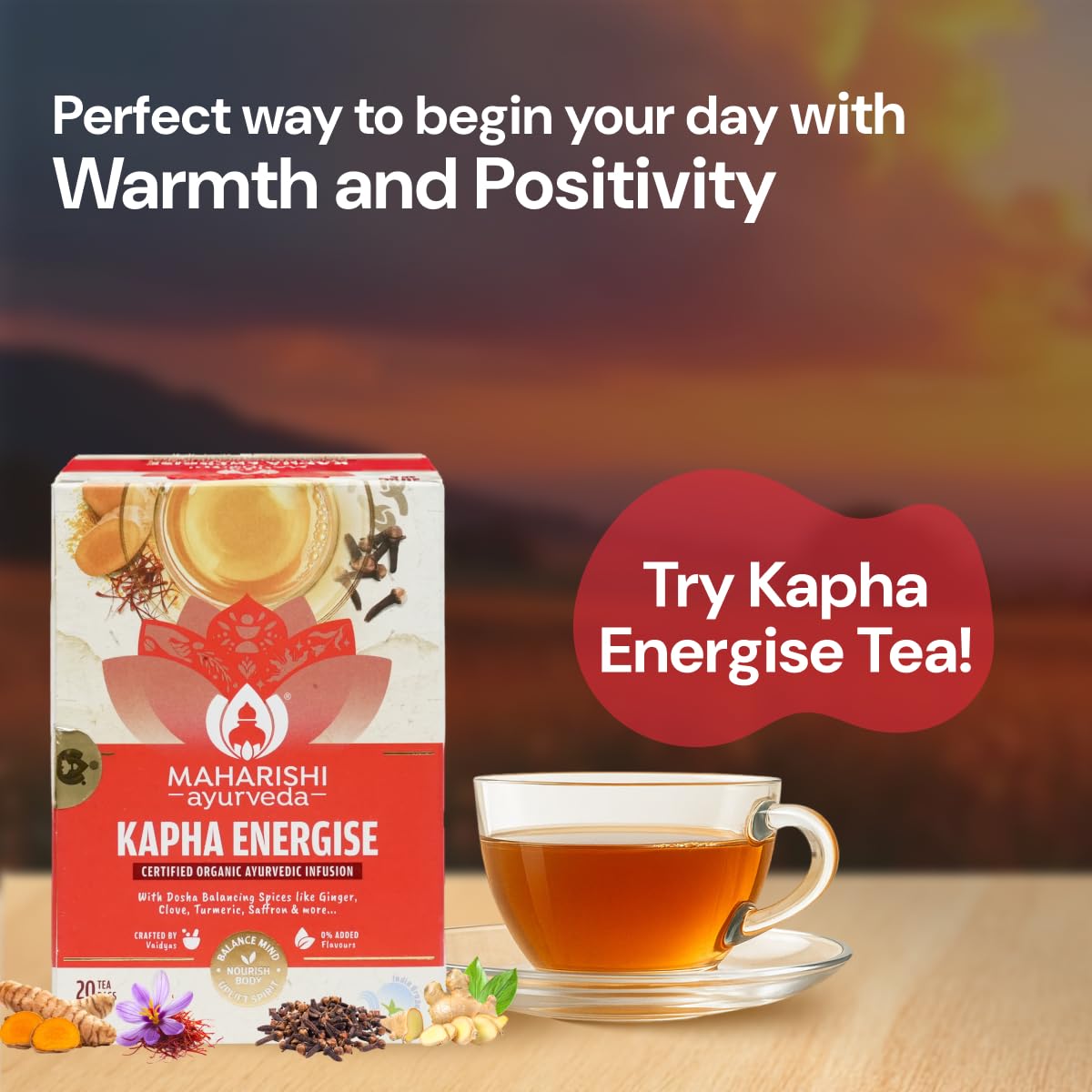 Maharishi Ayurveda Organic Certified Kapha Energise Herbal Tea – view 2