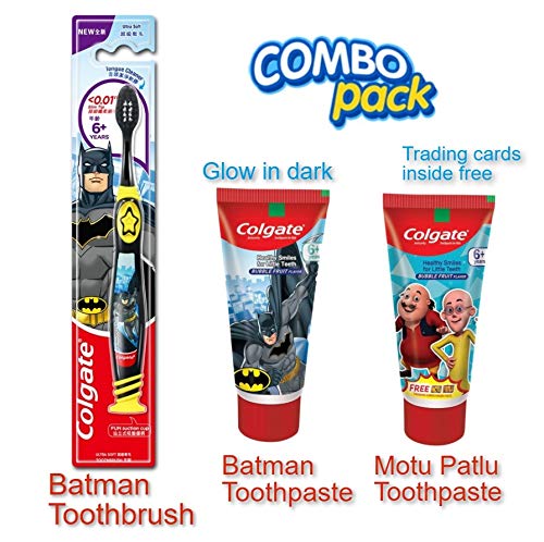 Colgate Kid's USB LED Toothbrush Batman and Motu Patlu Anticavity Toothpaste - 80g and 80 g (Bubble Fruit Flavour paste ) – view 2