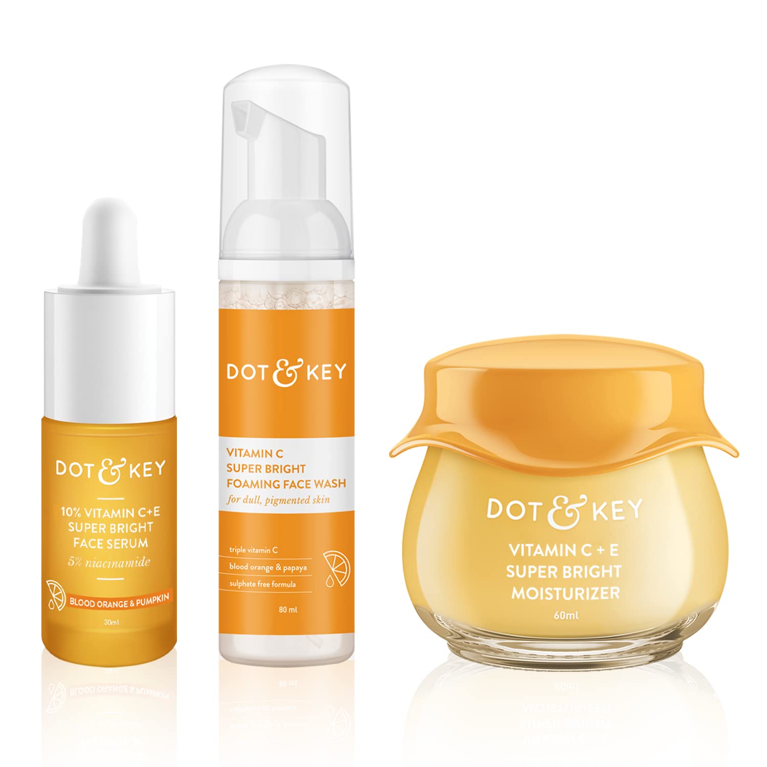 Three-step vitamin C skincare combo with face wash serum moisturizer
