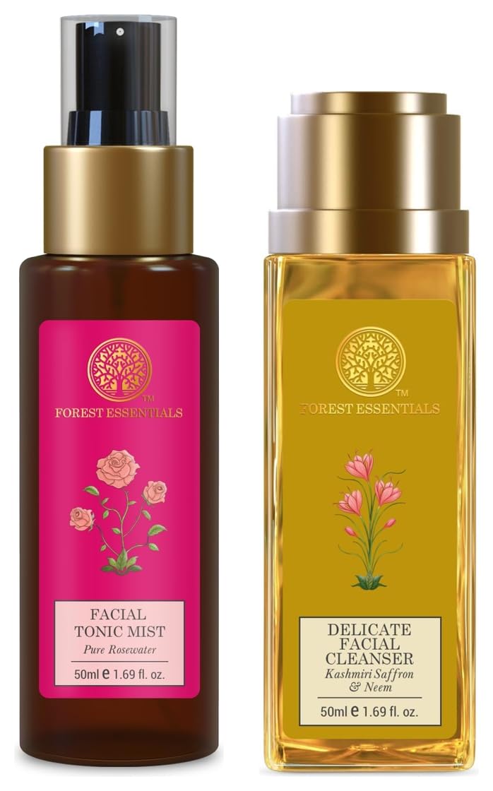 Travel size rosewater mist and saffron neem cleanser set
