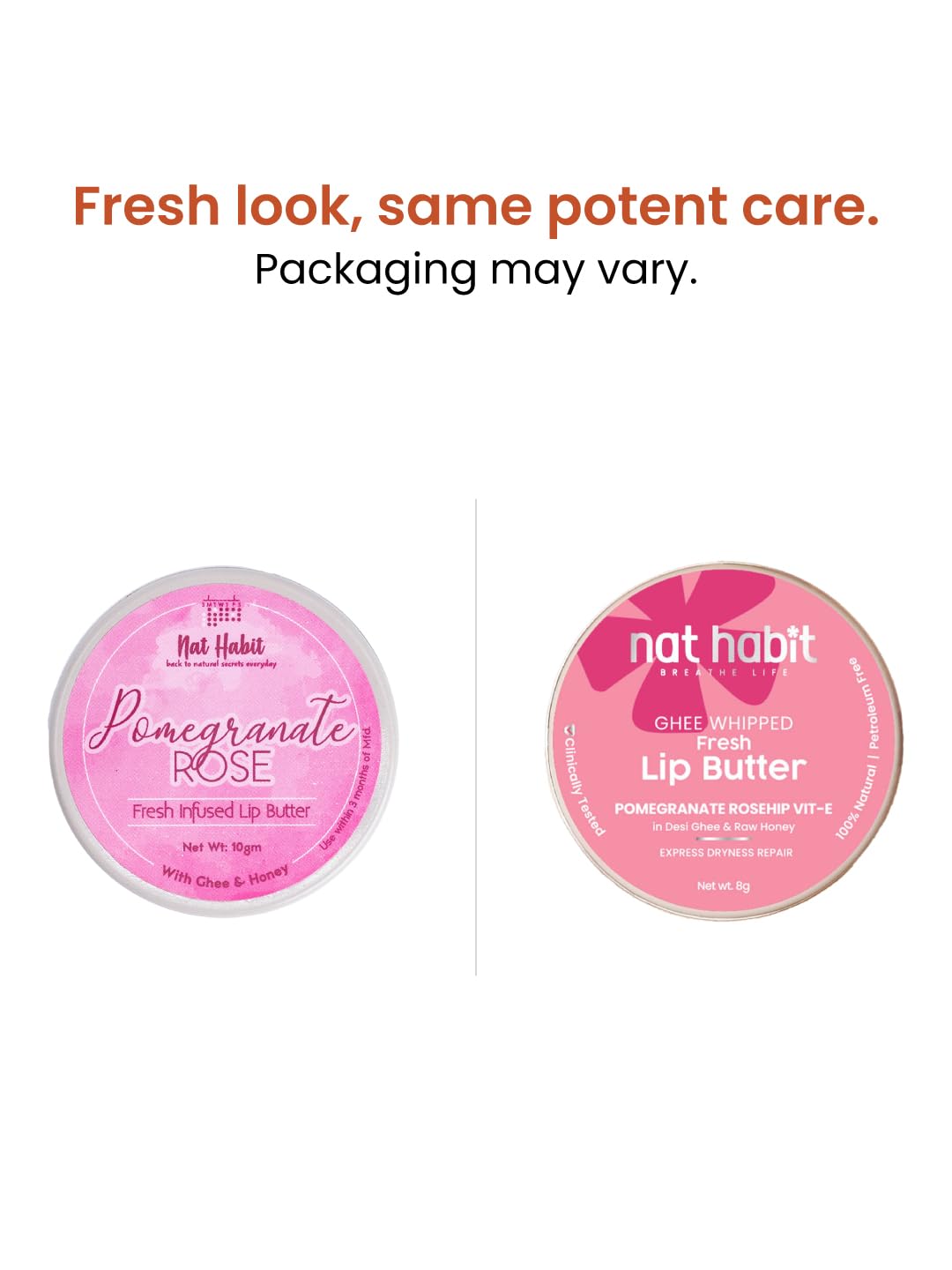 Nat Habit Lip Balm Fresh Infused Pomegranate Rose Lip Butter With Desi Ghee & Raw Honey For Lip Pigmentation, Lightening, Dark And Chapped Lips (8gm) (Pack of 2) – view 2