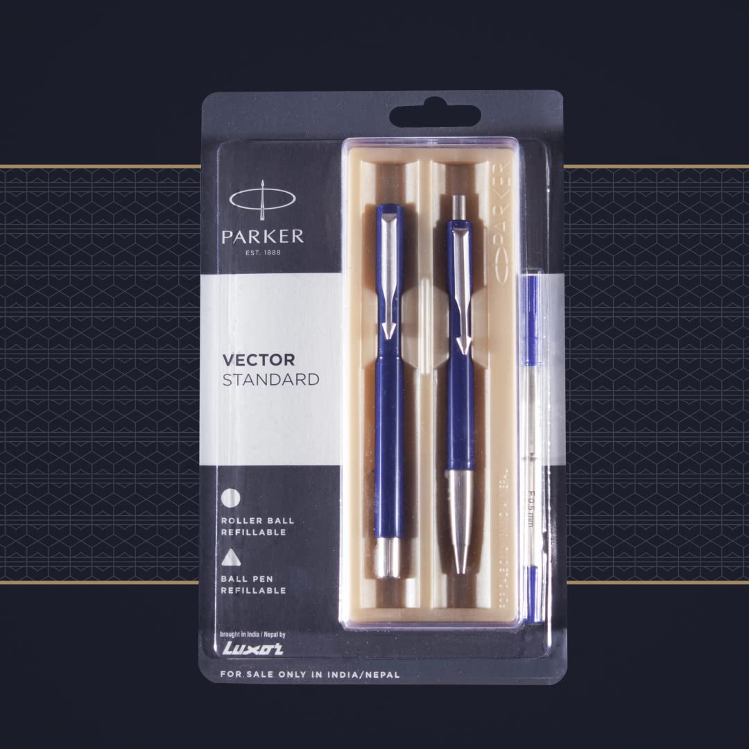 Parker Vector Standard Roller Ball Pen and Ball Pen - Blue Body, 2 Count (Pack of 1) (9000017309) – view 5