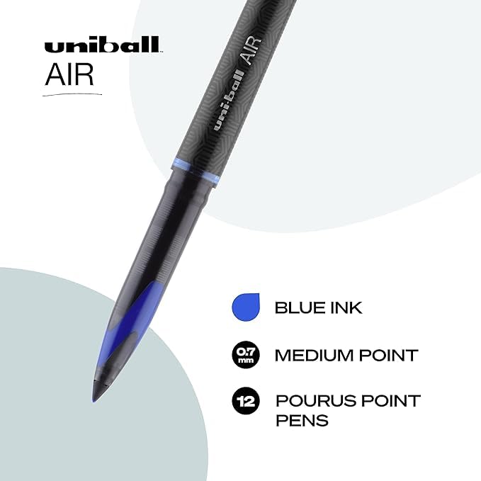 uni-ball Air UBA188M 0.5 mm Roller Ball Pens, Blue Ink, Pack of 3 – view 2