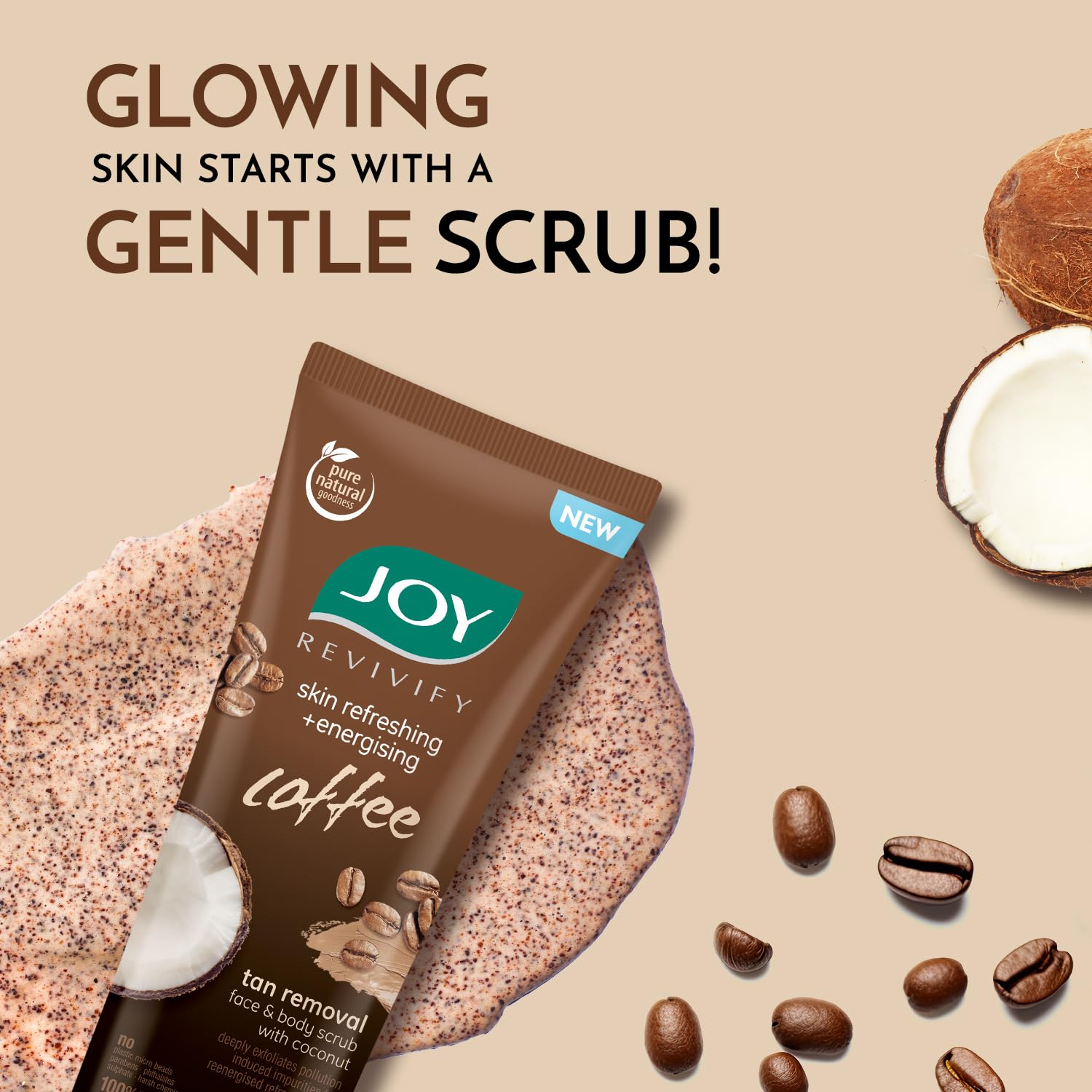 Joy Exfoliating Coffee Face & Body Scrub for Men & Women (200gm) – view 3