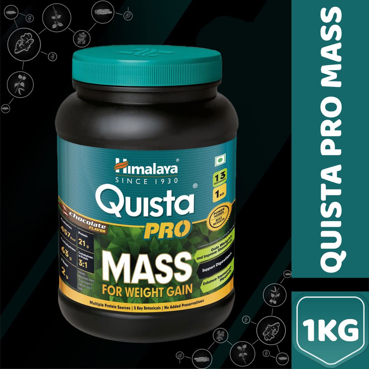 Himalaya Quista Pro MASS For Weight Gain - 1kg (Chocolate) – view 2