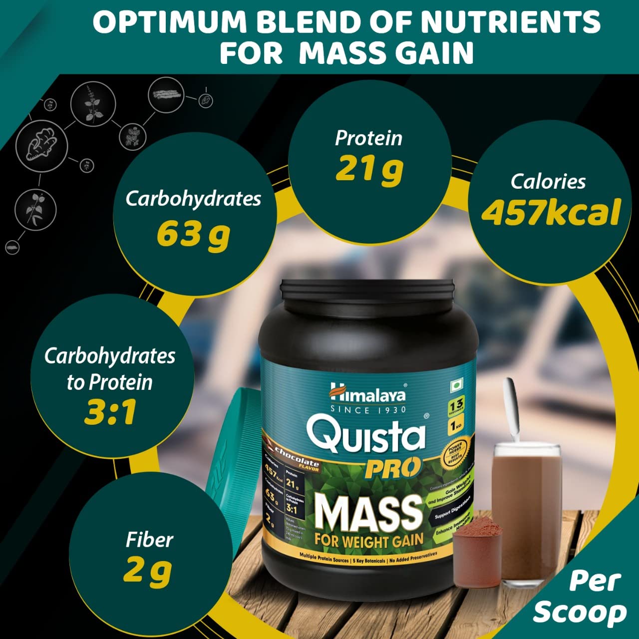 Himalaya Quista Pro MASS For Weight Gain - 1kg (Chocolate) – view 4
